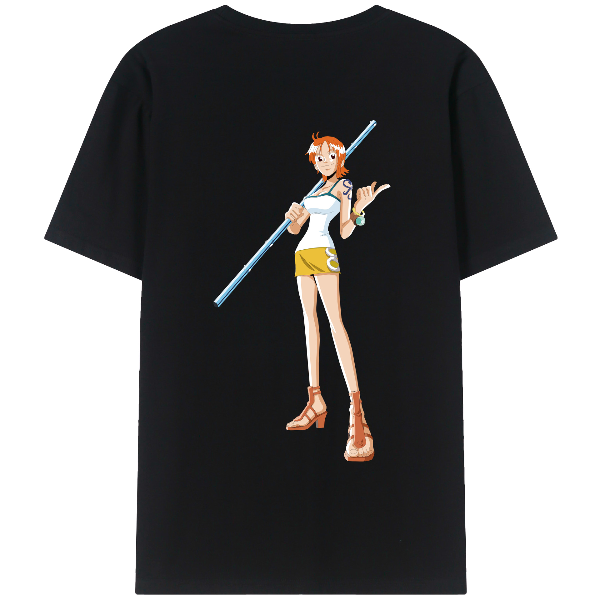 （画像用） ワンピース ナミ ONE PIECE Nami 綿100％ メンズ半袖Tシャツ（バックプリント） 通気性