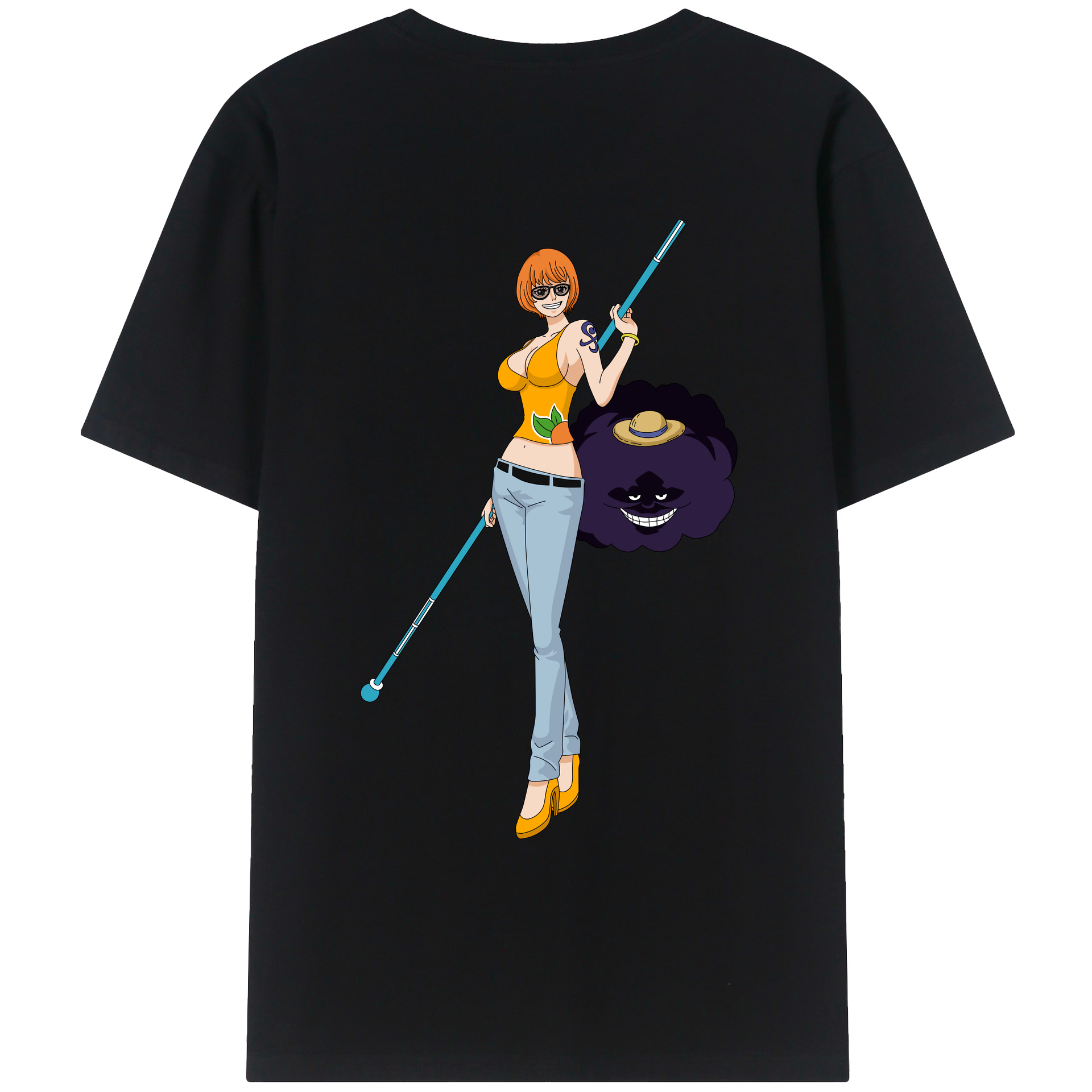 （画像用） ワンピース ナミ ONE PIECE Nami 綿100％ メンズ半袖Tシャツ（バックプリント） 通気性