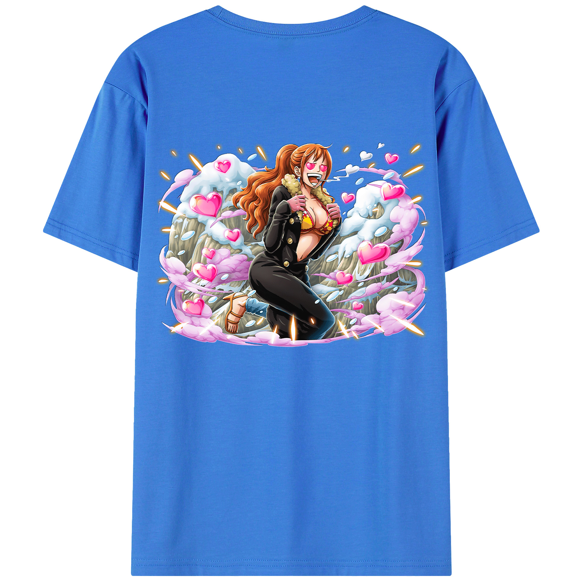 （画像用） ワンピース ナミ ONE PIECE Nami 綿100％ メンズ半袖Tシャツ（バックプリント） 通気性