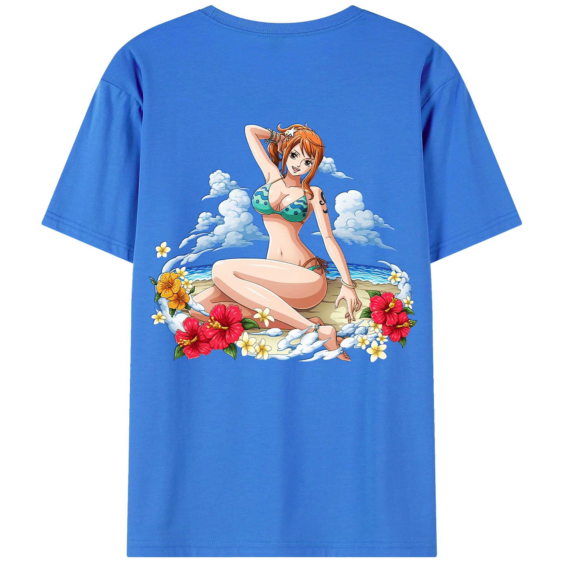 （画像用） ワンピース ナミ ONE PIECE Nami 綿100％ メンズ半袖Tシャツ（バックプリント） 通気性