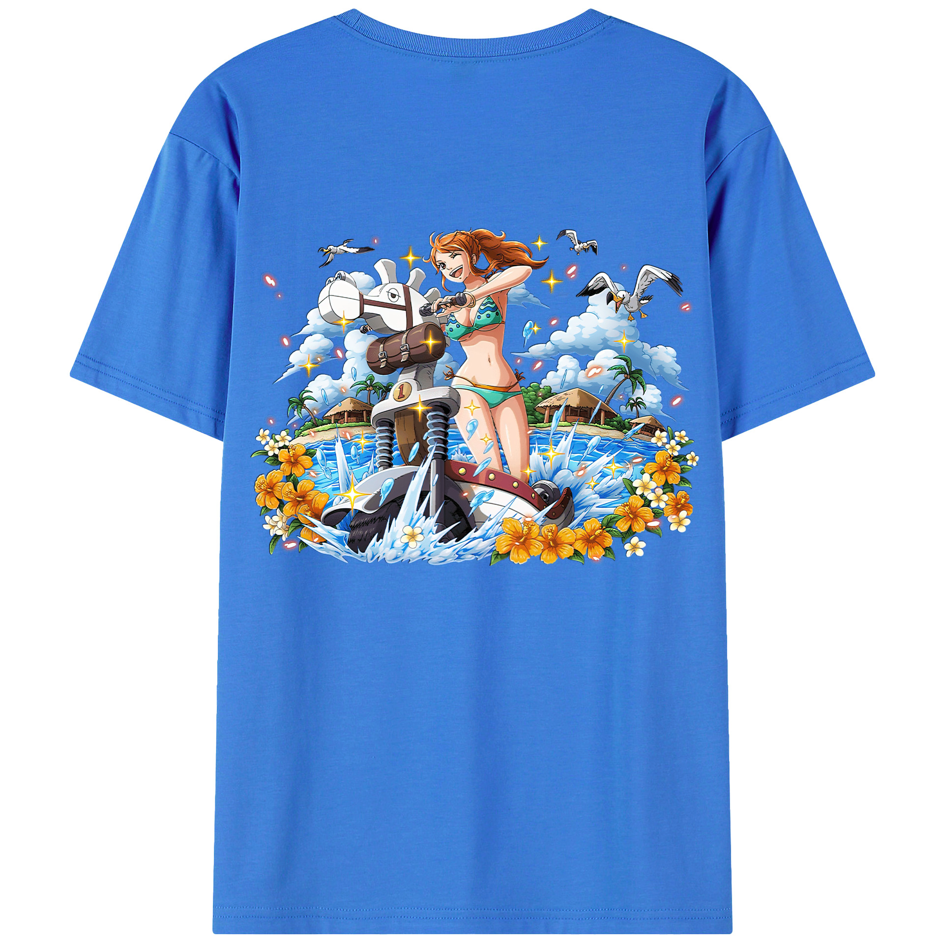 （画像用） ワンピース ナミ ONE PIECE Nami 綿100％ メンズ半袖Tシャツ（バックプリント） 通気性