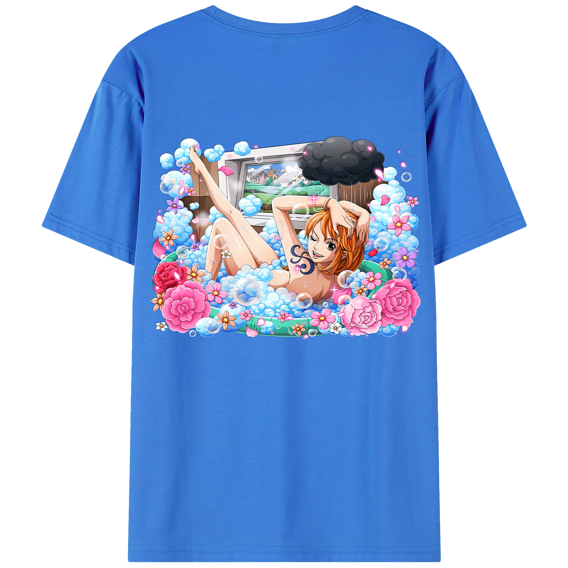 （画像用） ワンピース ナミ ONE PIECE Nami 綿100％ メンズ半袖Tシャツ（バックプリント） 通気性