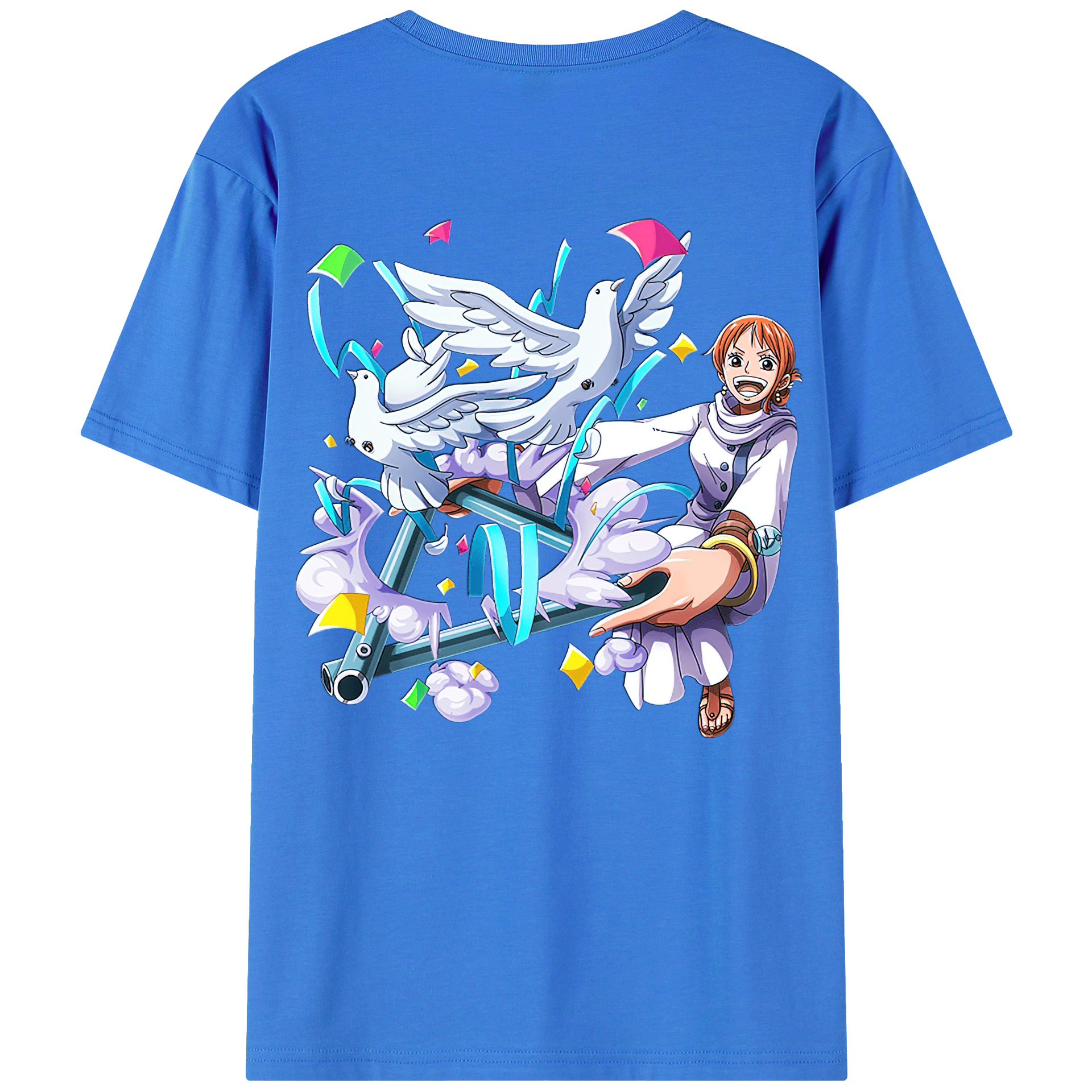 （画像用） ワンピース ナミ ONE PIECE Nami 綿100％ メンズ半袖Tシャツ（バックプリント） 通気性
