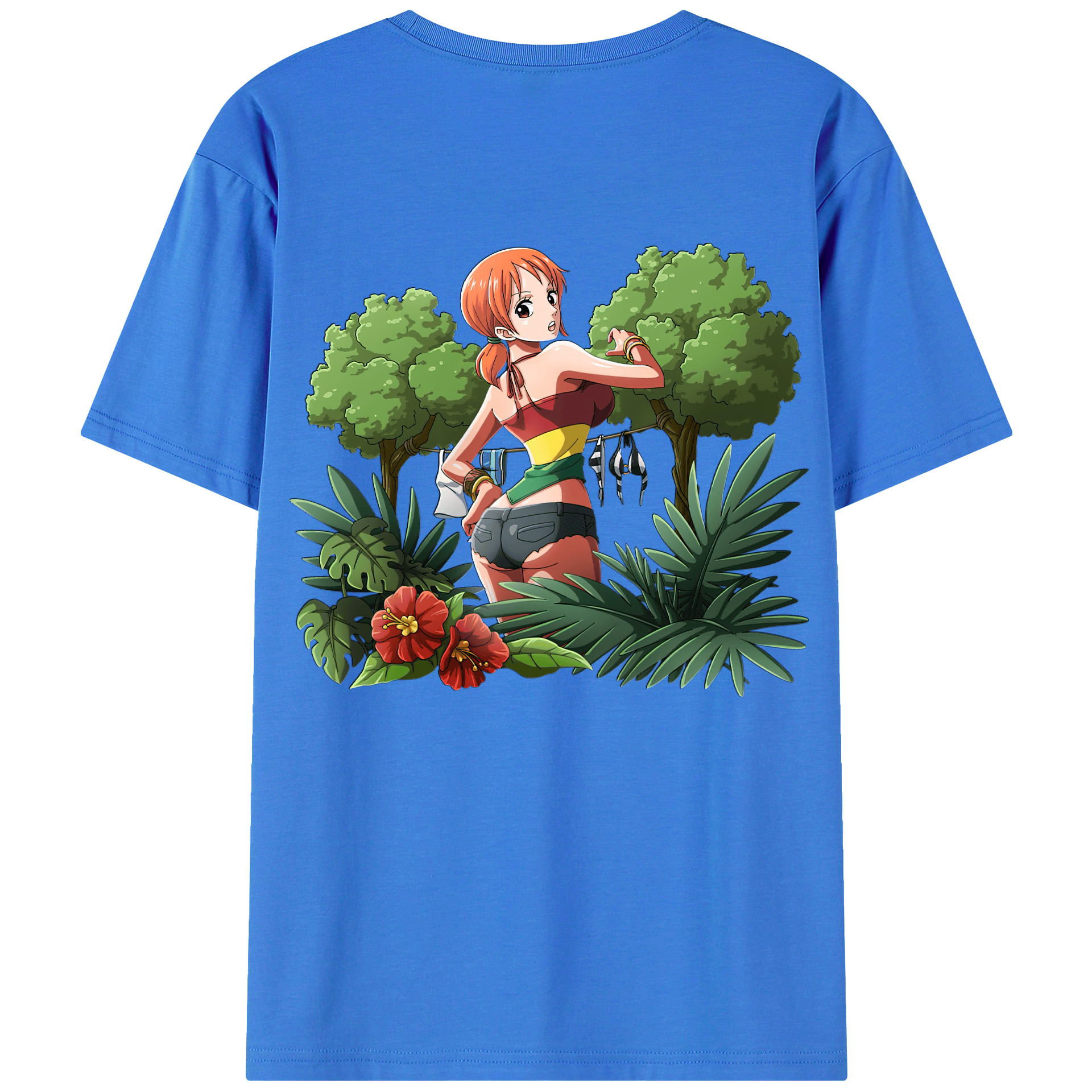 （画像用） ワンピース ナミ ONE PIECE Nami 綿100％ メンズ半袖Tシャツ（バックプリント） 通気性