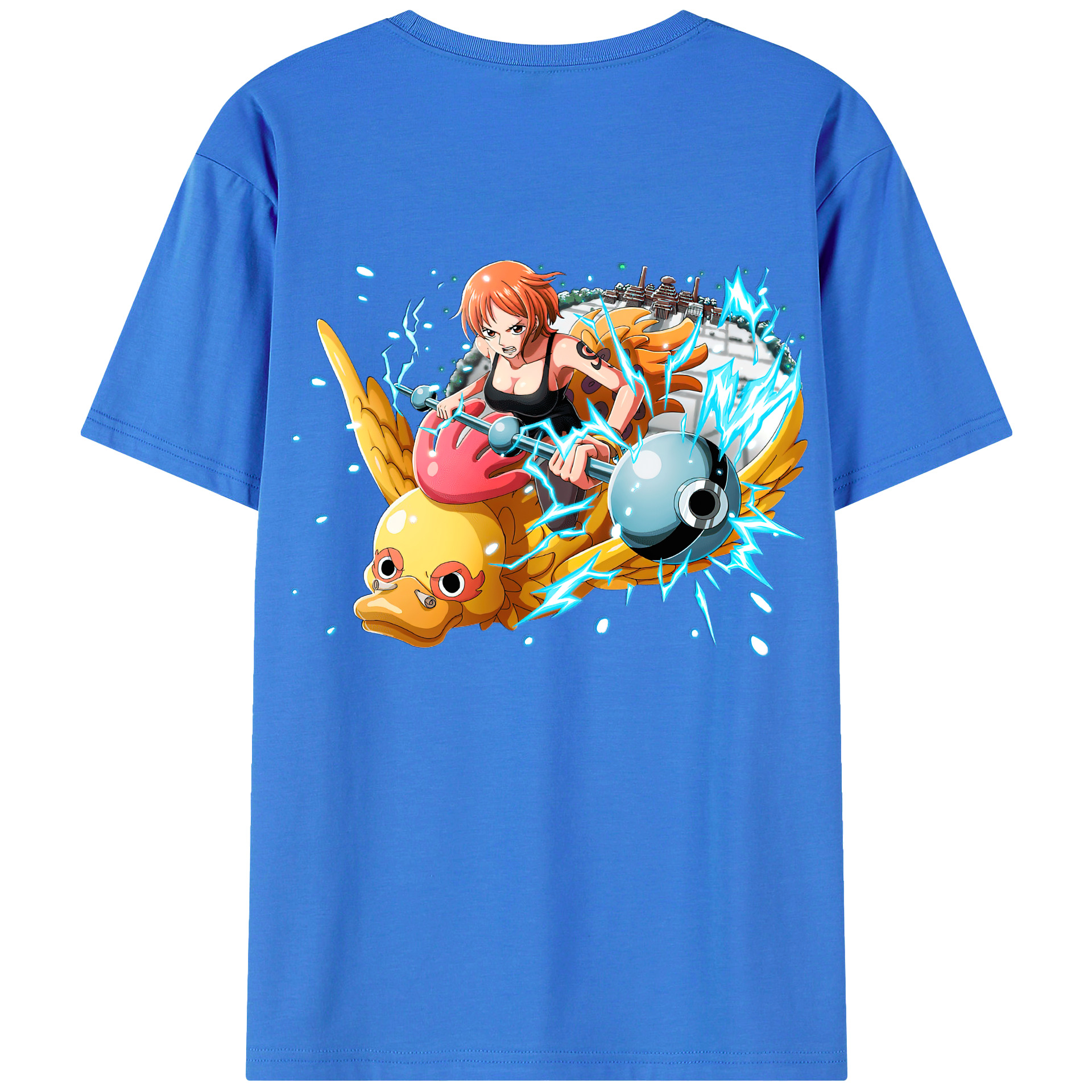 （画像用） ワンピース ナミ ONE PIECE Nami 綿100％ メンズ半袖Tシャツ（バックプリント） 通気性