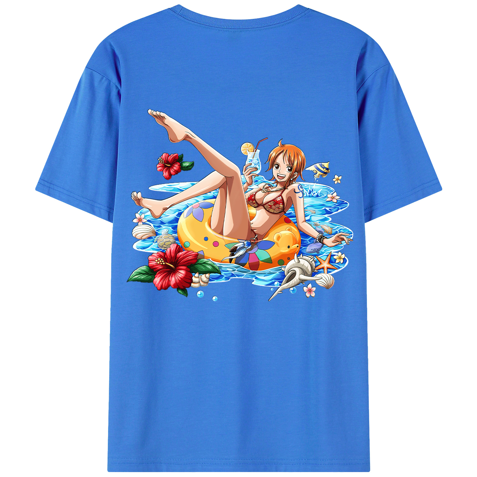 （画像用） ワンピース ナミ ONE PIECE Nami 綿100％ メンズ半袖Tシャツ（バックプリント） 通気性