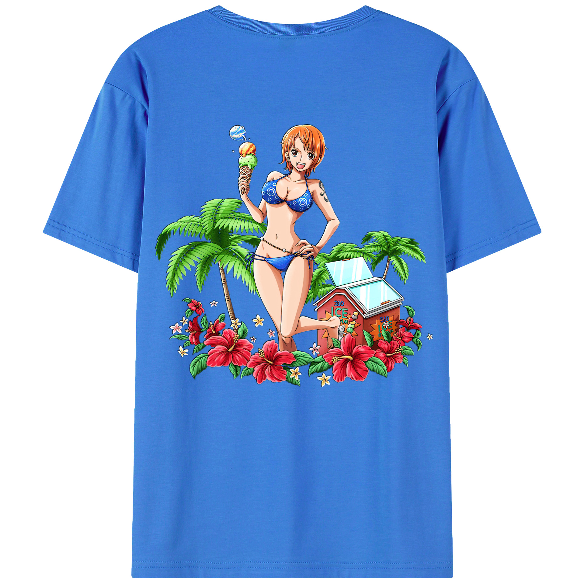 （画像用） ワンピース ナミ ONE PIECE Nami 綿100％ メンズ半袖Tシャツ（バックプリント） 通気性