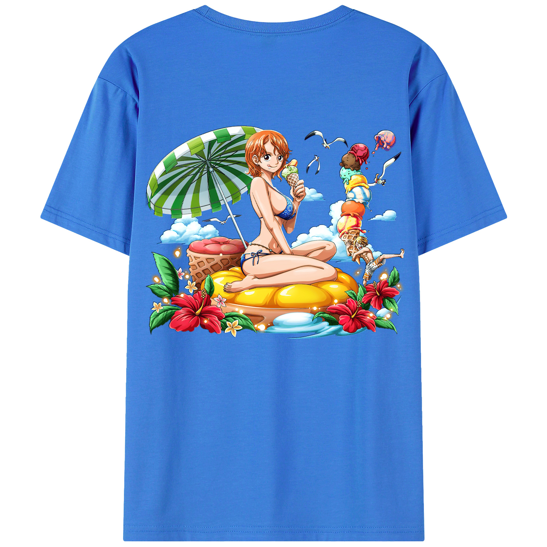 （画像用） ワンピース ナミ ONE PIECE Nami 綿100％ メンズ半袖Tシャツ（バックプリント） 通気性