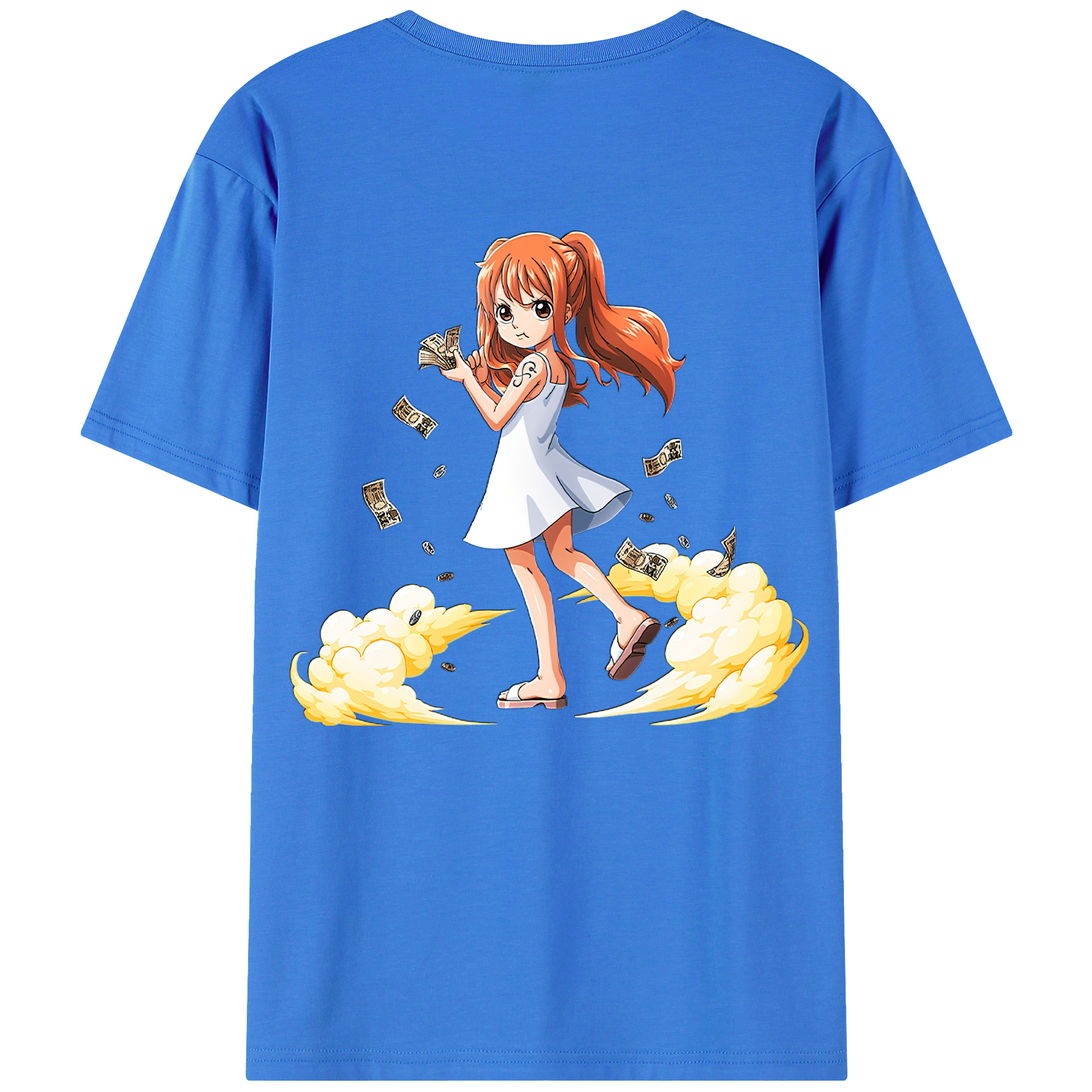 （画像用） ワンピース ナミ ONE PIECE Nami 綿100％ メンズ半袖Tシャツ（バックプリント） 通気性