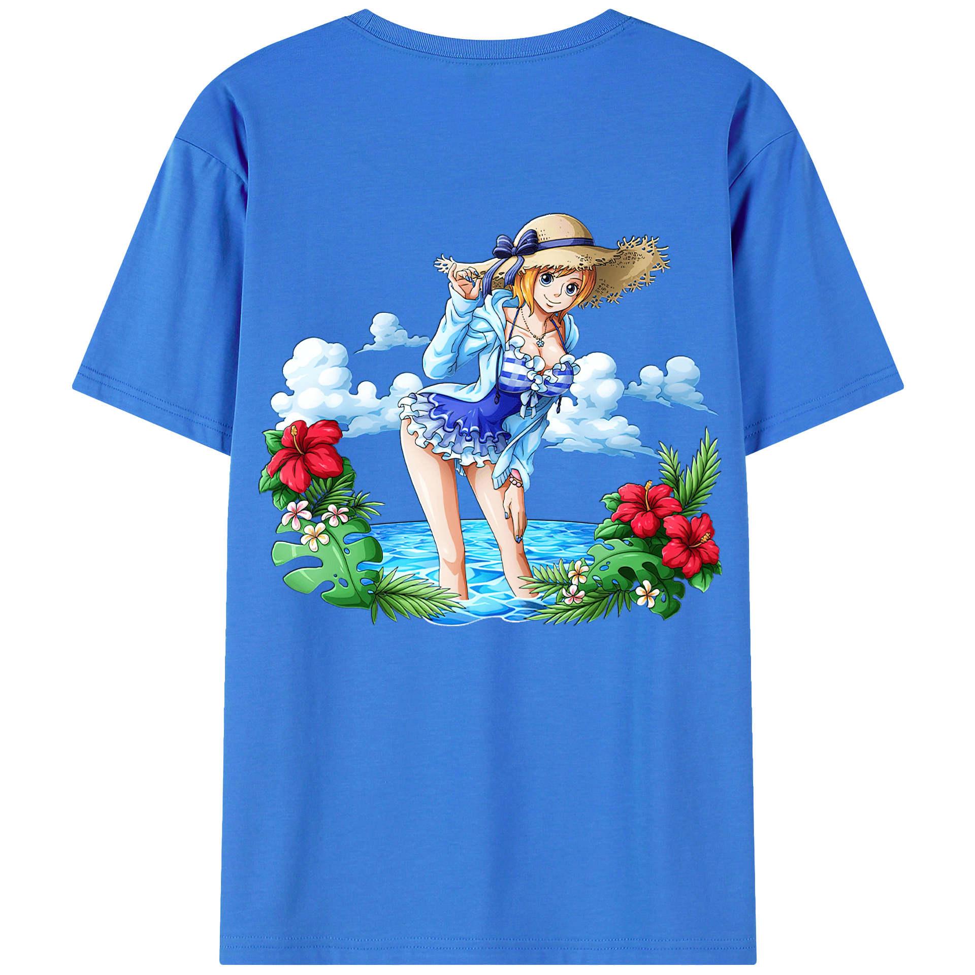 （画像用） ワンピース ナミ ONE PIECE Nami 綿100％ メンズ半袖Tシャツ（バックプリント） 通気性