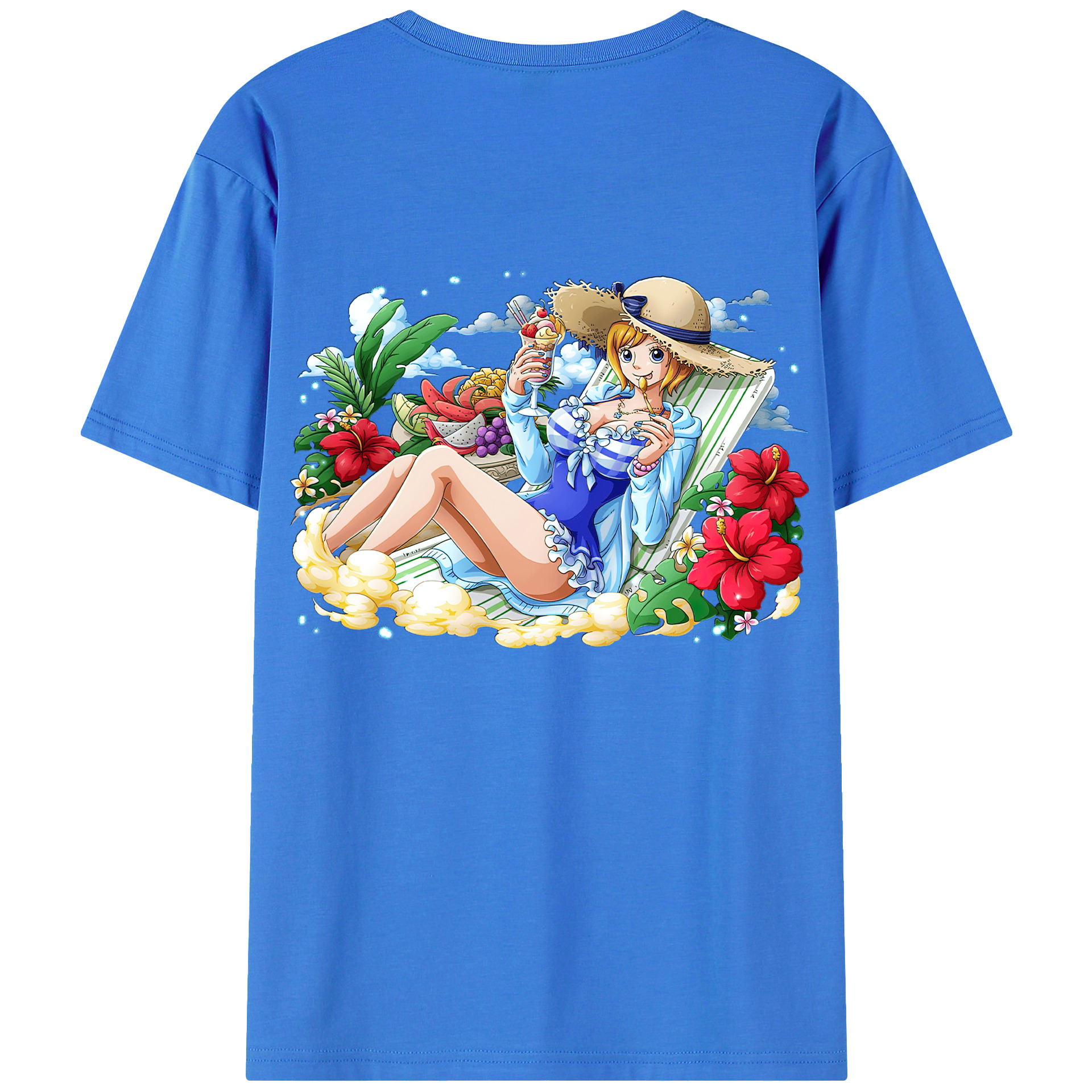 （画像用） ワンピース ナミ ONE PIECE Nami 綿100％ メンズ半袖Tシャツ（バックプリント） 通気性