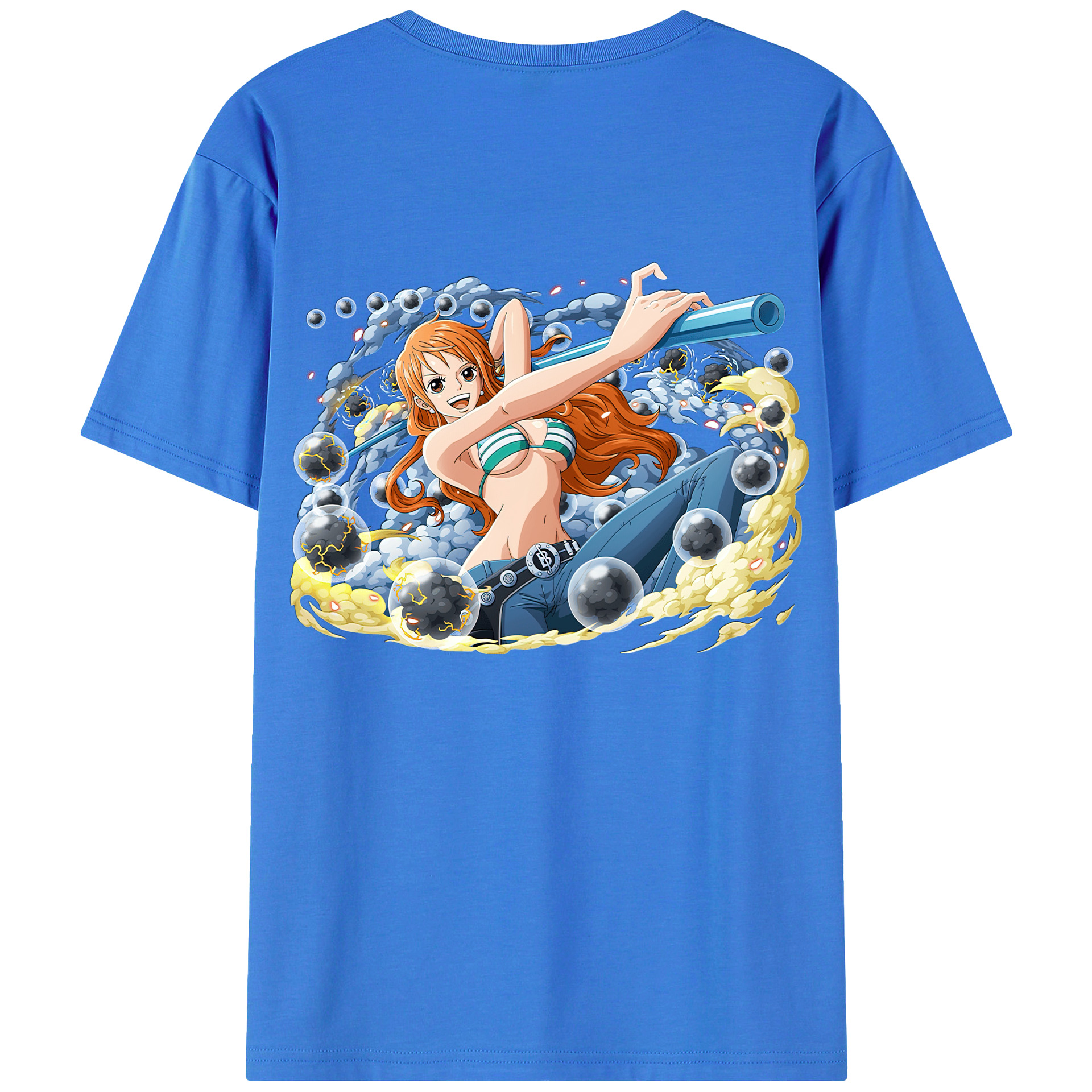 （画像用） ワンピース ナミ ONE PIECE Nami 綿100％ メンズ半袖Tシャツ（バックプリント） 通気性