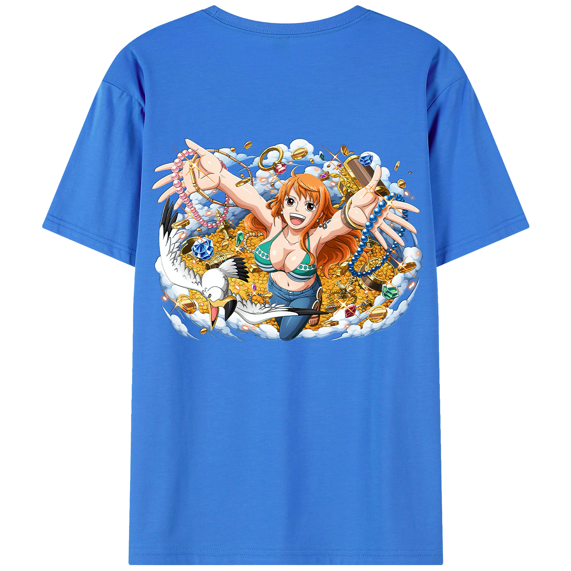 （画像用） ワンピース ナミ ONE PIECE Nami 綿100％ メンズ半袖Tシャツ（バックプリント） 通気性