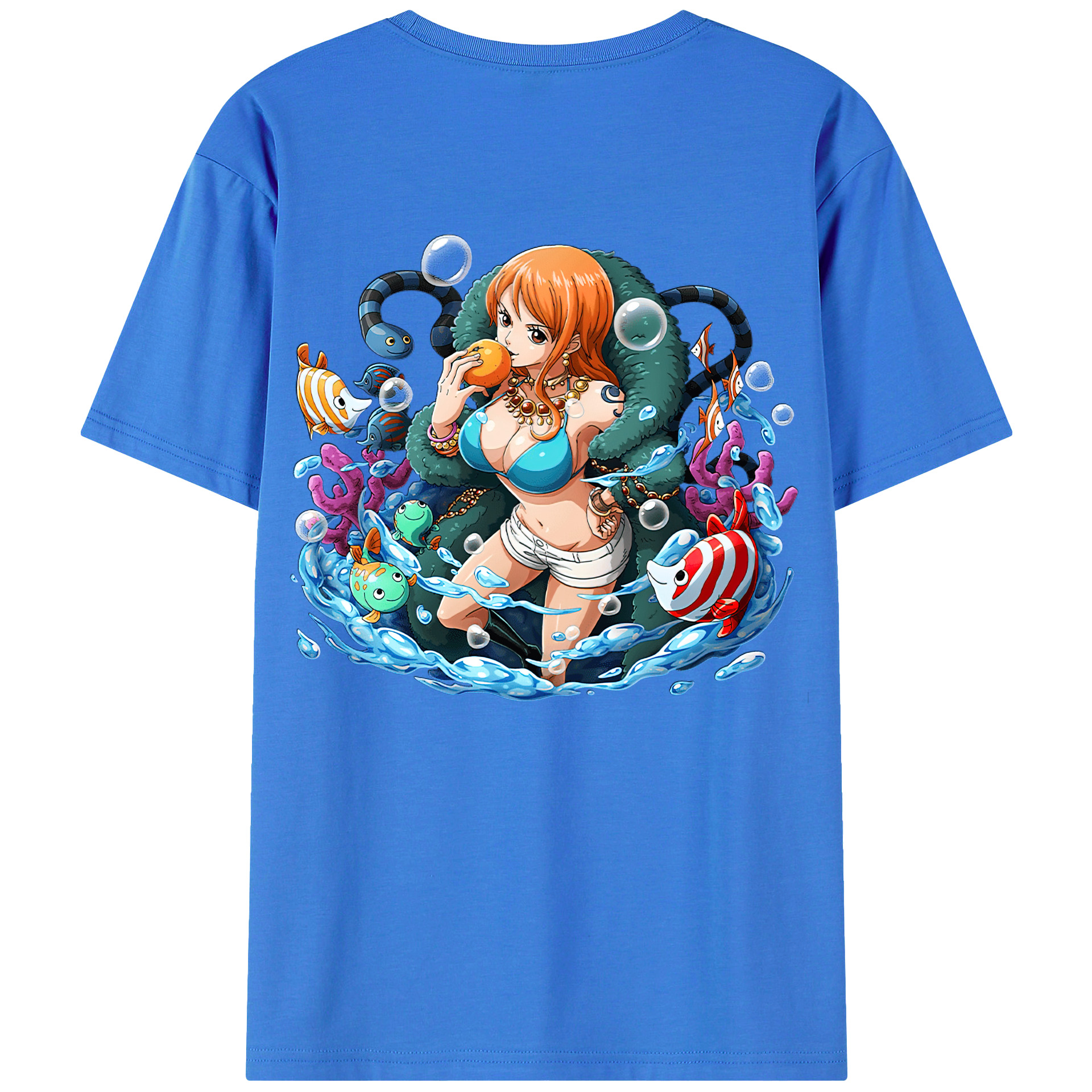 （画像用） ワンピース ナミ ONE PIECE Nami 綿100％ メンズ半袖Tシャツ（バックプリント） 通気性