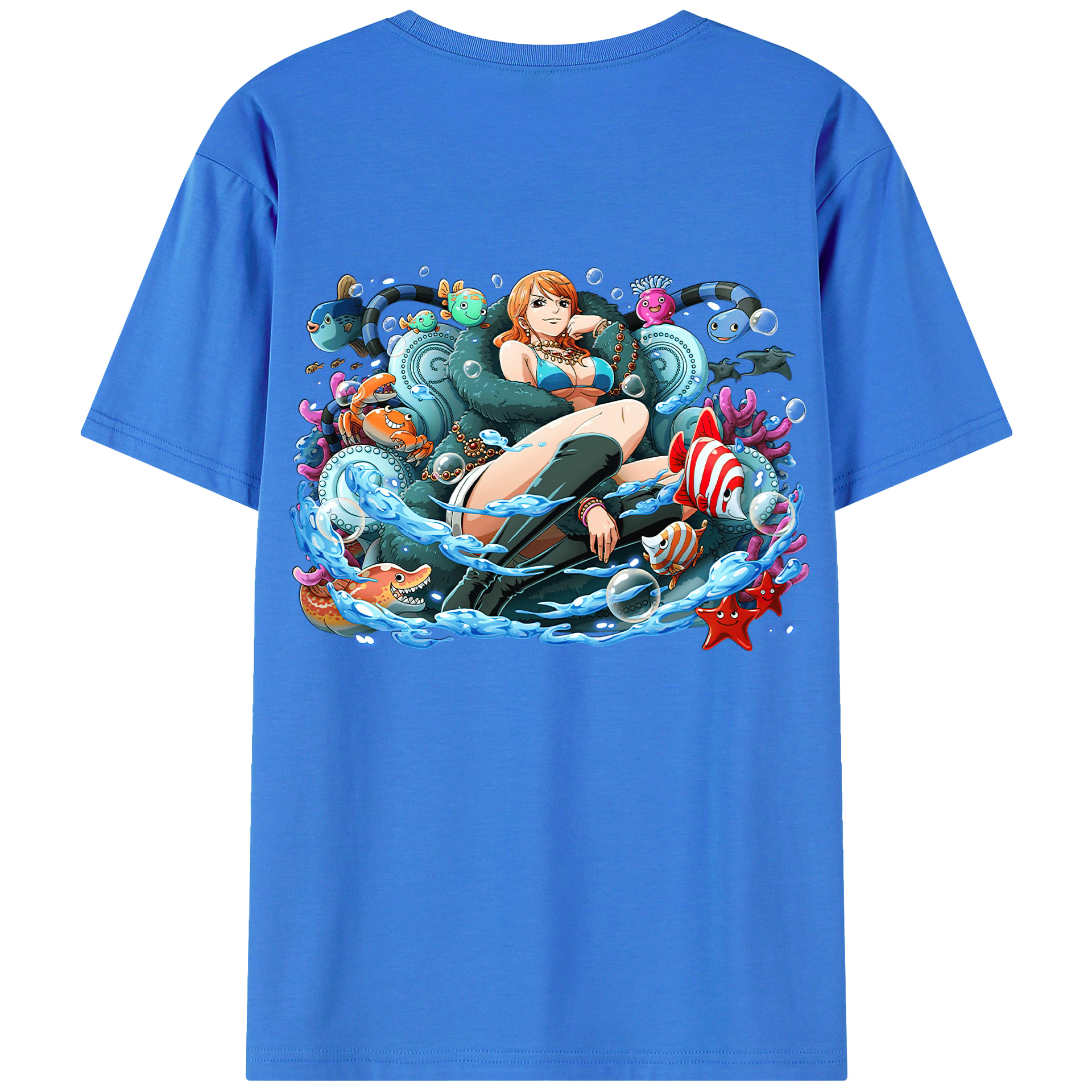 （画像用） ワンピース ナミ ONE PIECE Nami 綿100％ メンズ半袖Tシャツ（バックプリント） 通気性