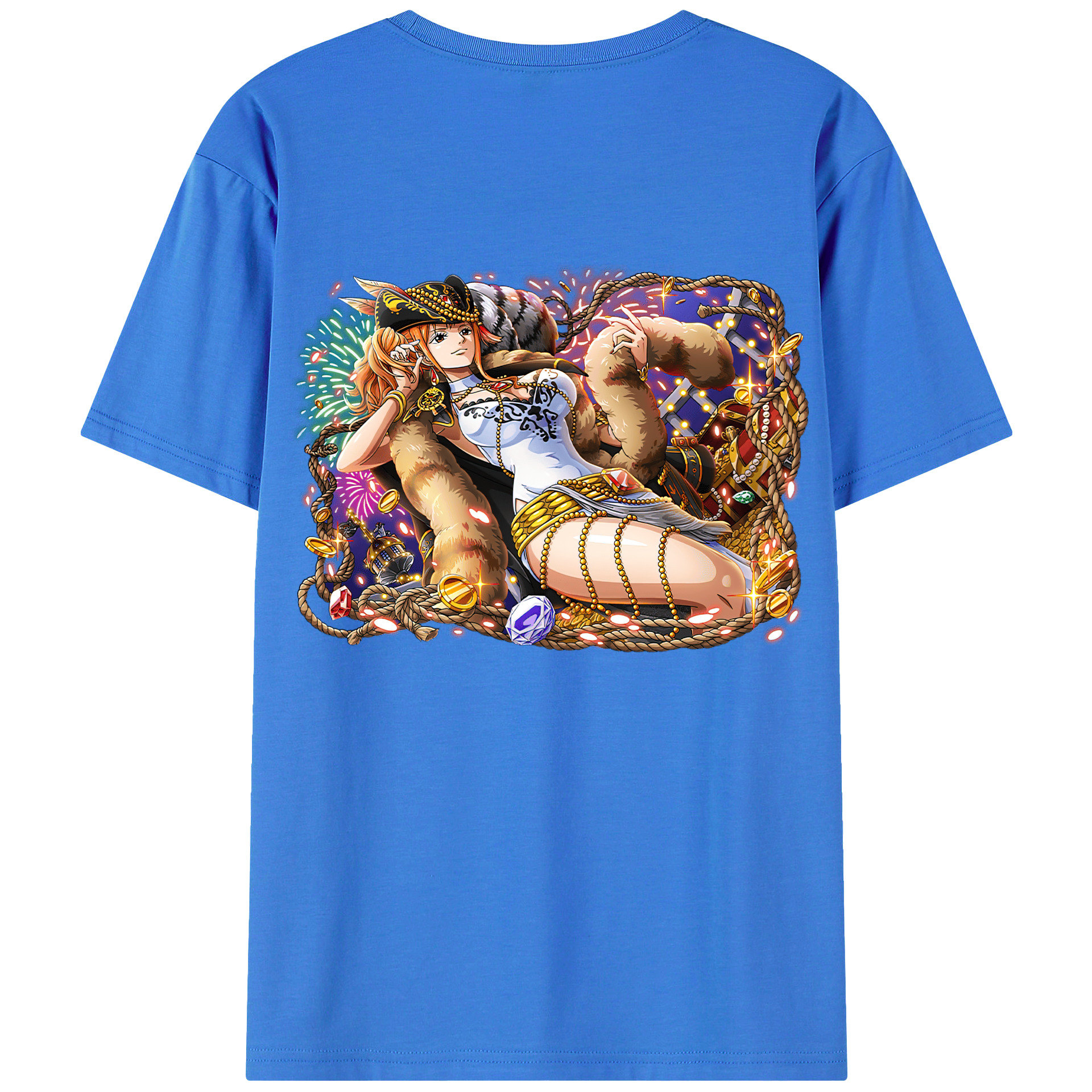 （画像用） ワンピース ナミ ONE PIECE Nami 綿100％ メンズ半袖Tシャツ（バックプリント） 通気性