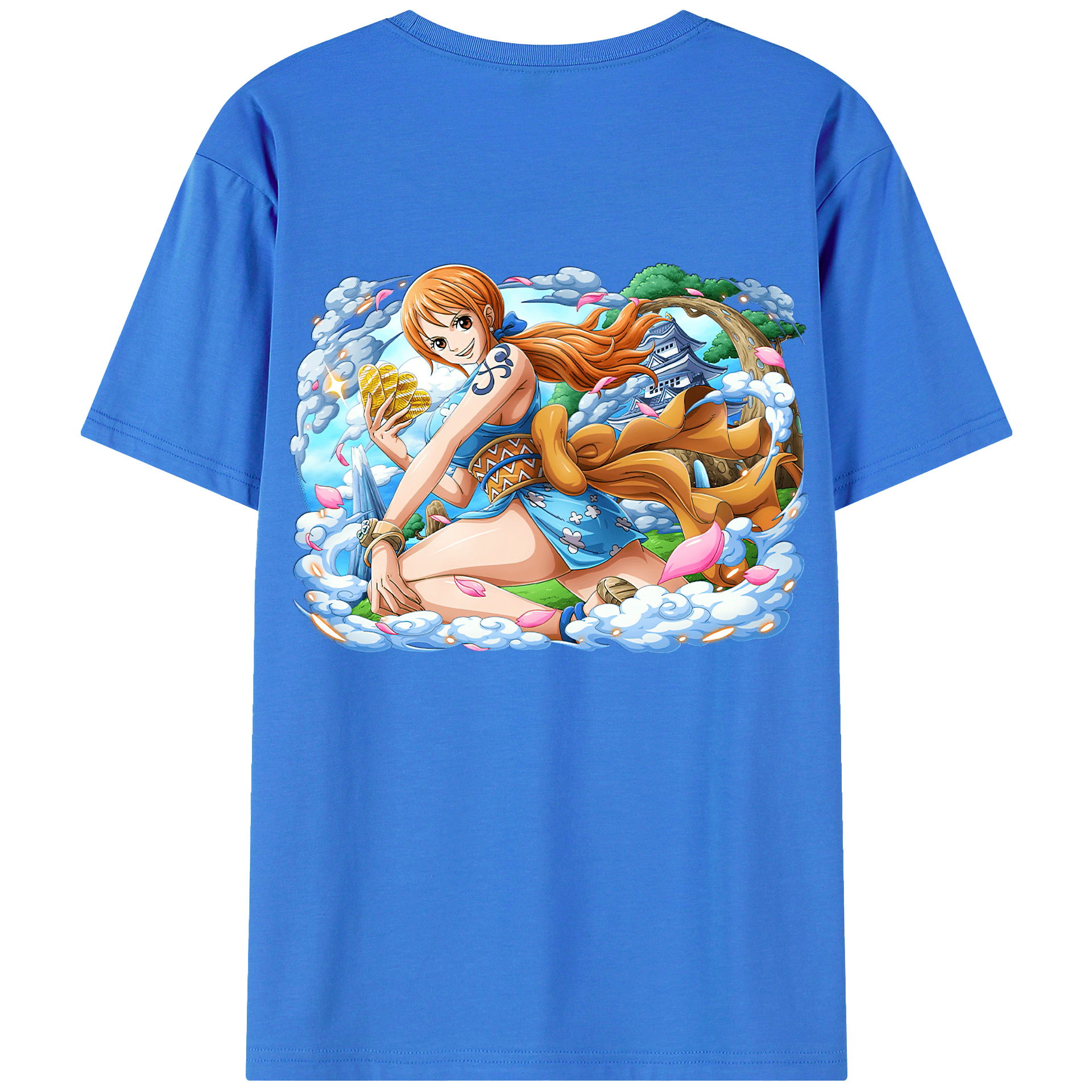 （画像用） ワンピース ナミ ONE PIECE Nami 綿100％ メンズ半袖Tシャツ（バックプリント） 通気性