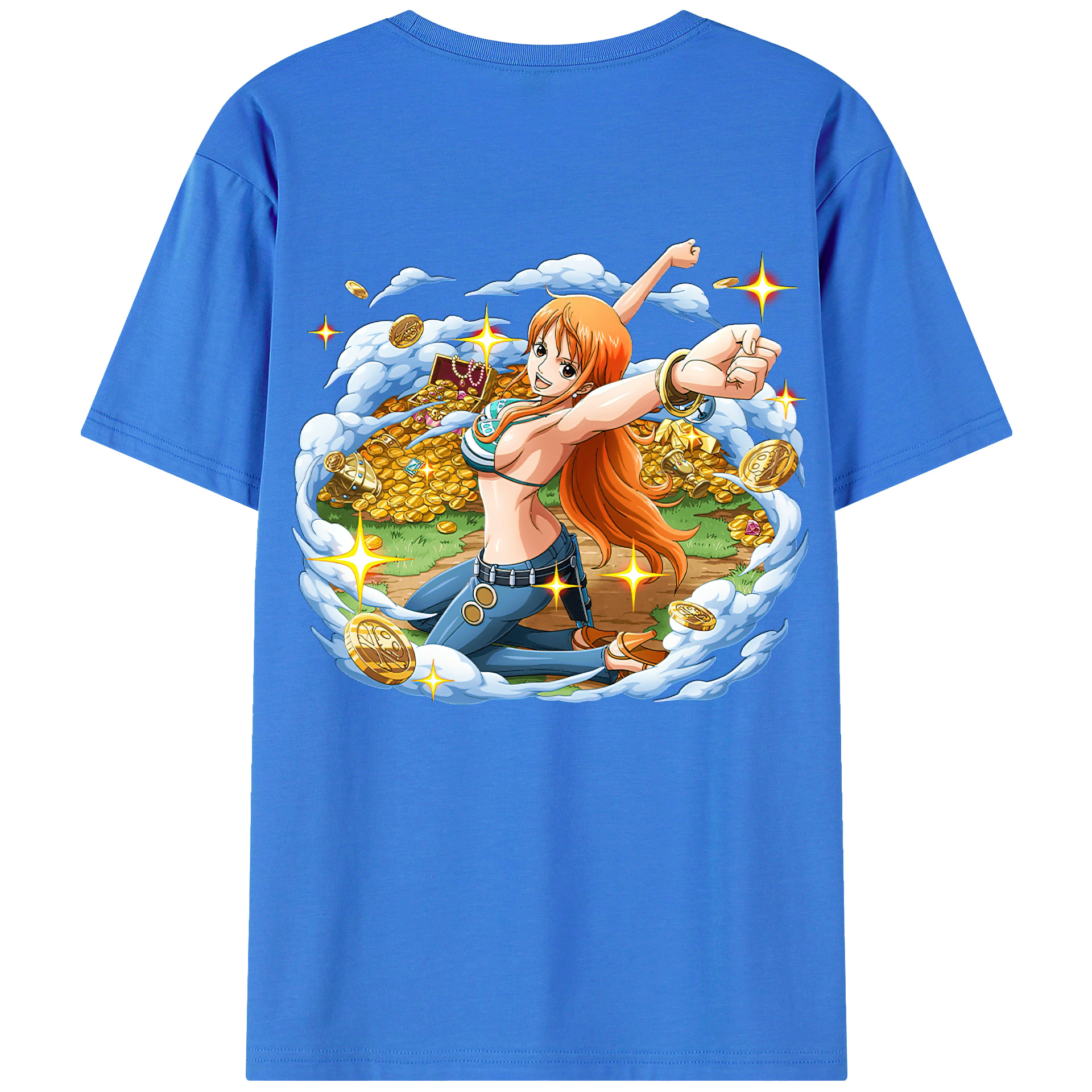 （画像用） ワンピース ナミ ONE PIECE Nami 綿100％ メンズ半袖Tシャツ（バックプリント） 通気性