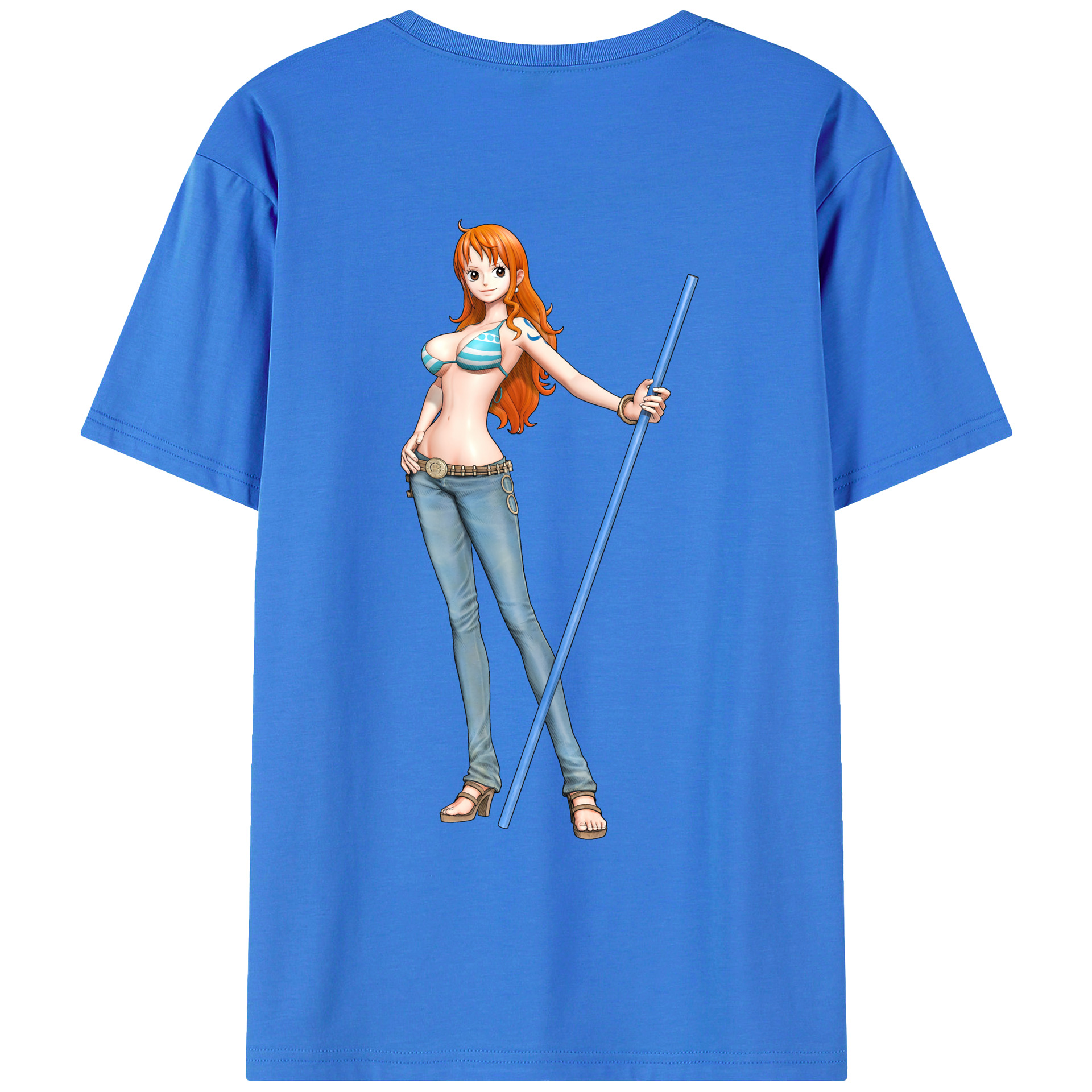 （画像用） ワンピース ナミ ONE PIECE Nami 綿100％ メンズ半袖Tシャツ（バックプリント） 通気性