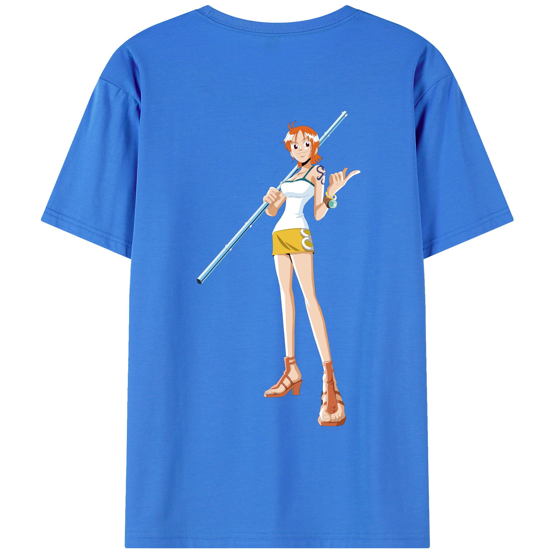 （画像用） ワンピース ナミ ONE PIECE Nami 綿100％ メンズ半袖Tシャツ（バックプリント） 通気性