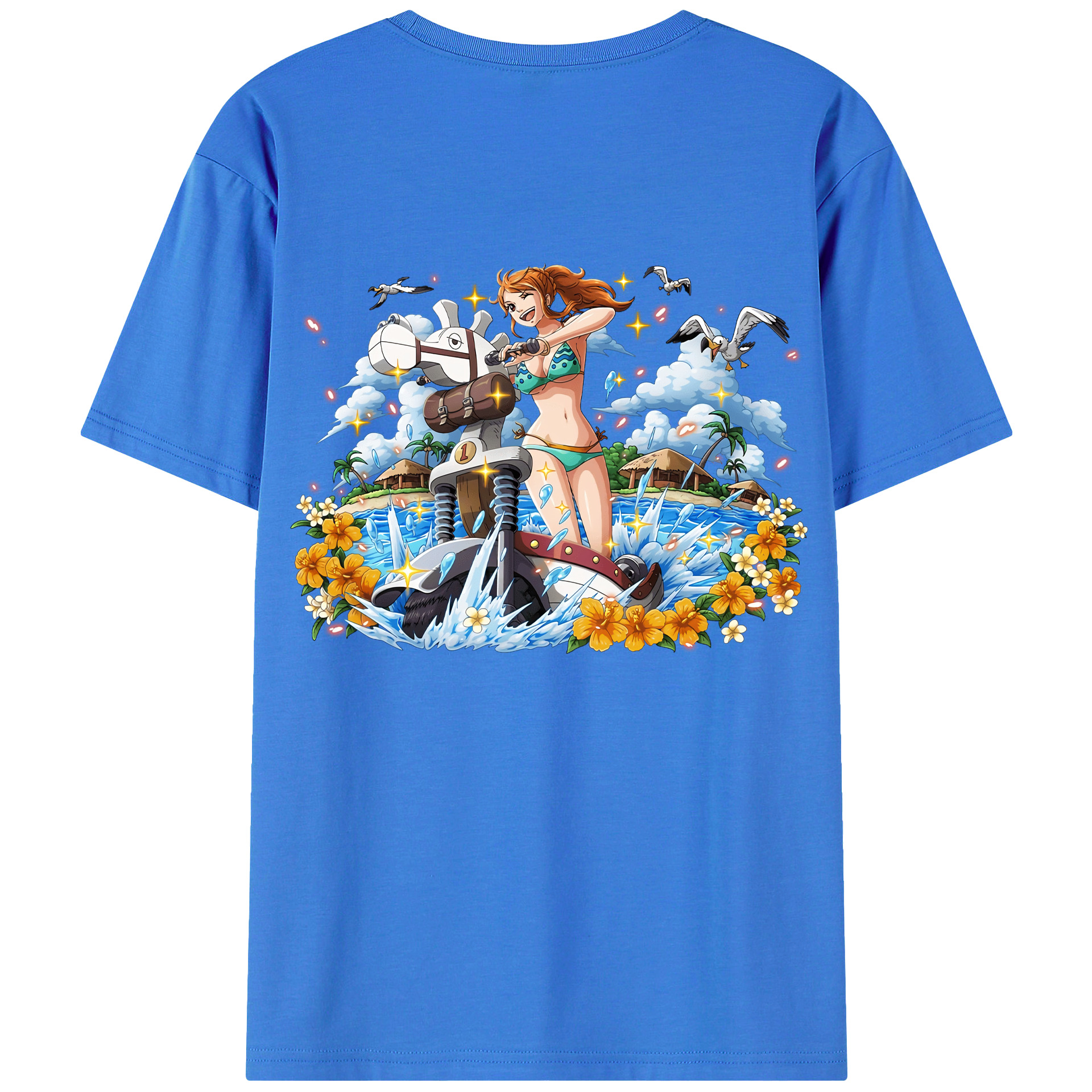 （画像用） ワンピース ナミ ONE PIECE Nami 綿100％ メンズ半袖Tシャツ（バックプリント） 通気性
