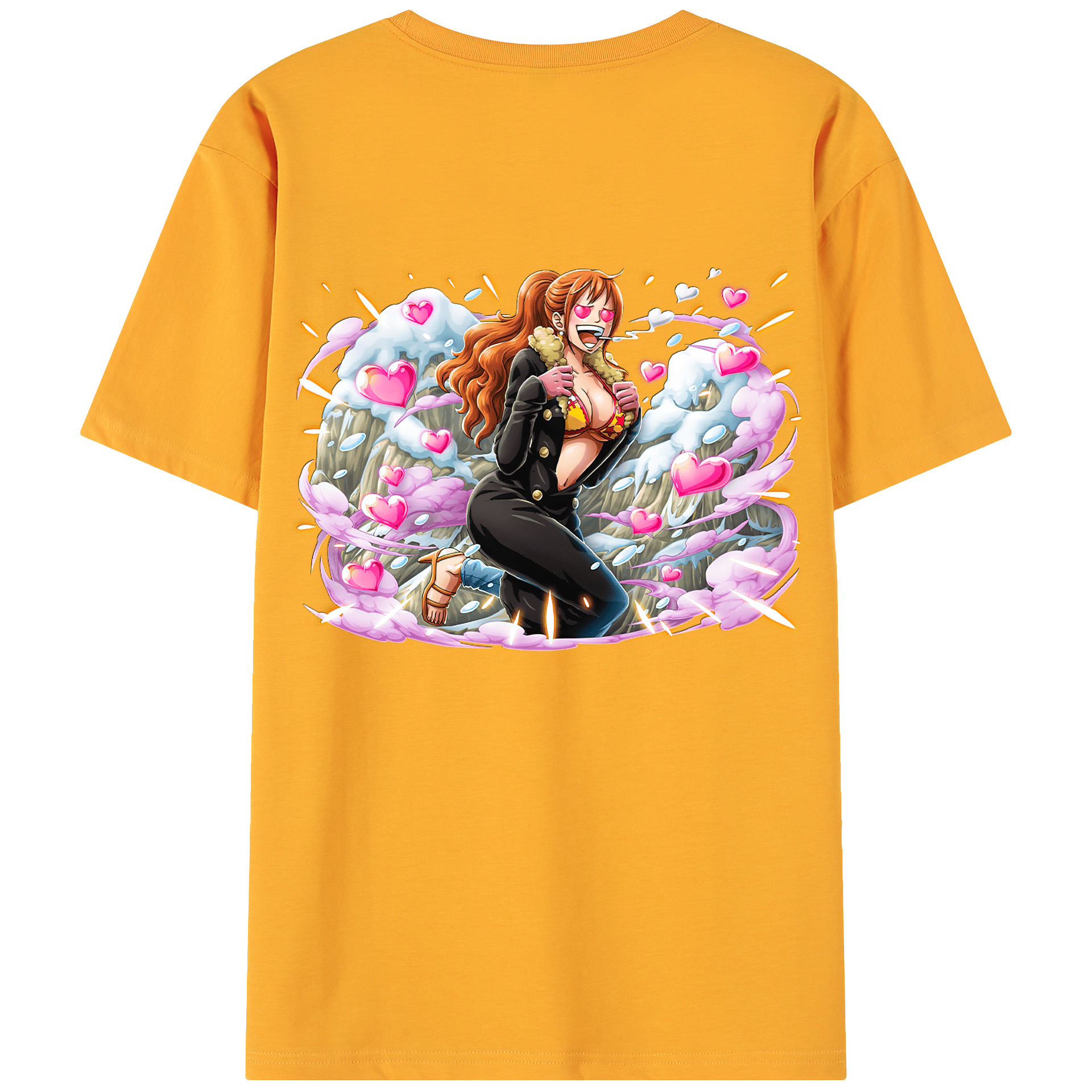 （画像用） ワンピース ナミ ONE PIECE Nami 綿100％ メンズ半袖Tシャツ（バックプリント） 通気性