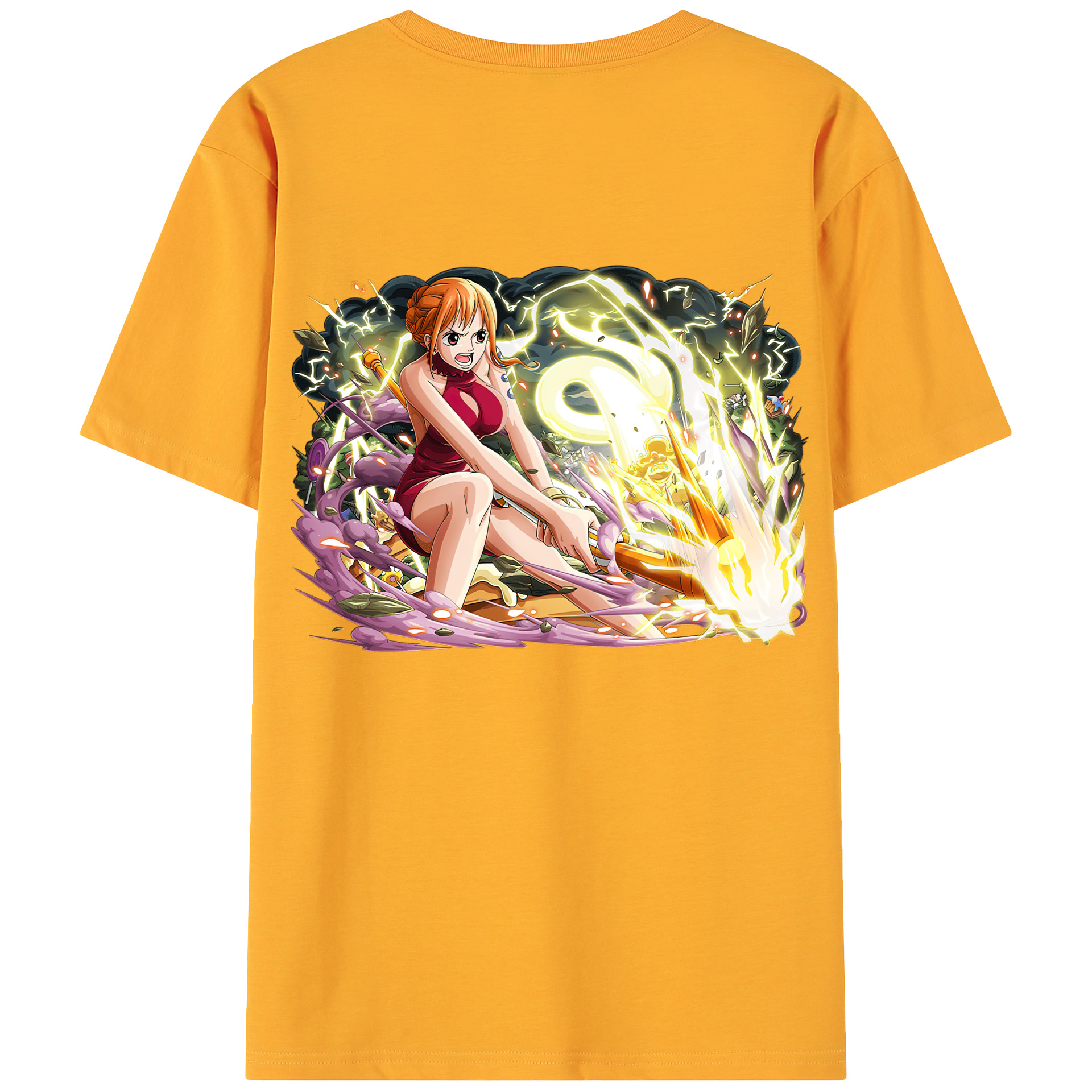 （画像用） ワンピース ナミ ONE PIECE Nami 綿100％ メンズ半袖Tシャツ（バックプリント） 通気性