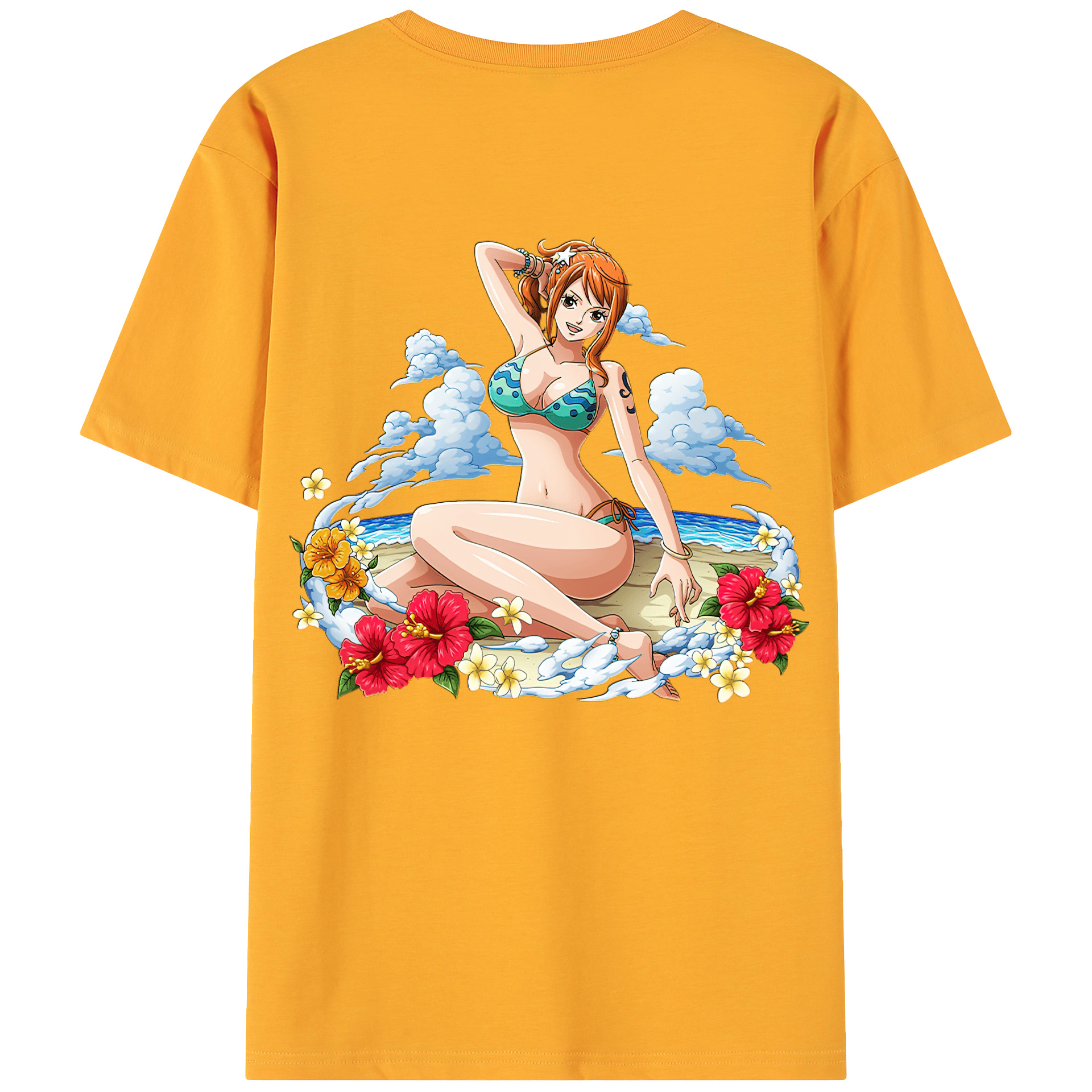 （画像用） ワンピース ナミ ONE PIECE Nami 綿100％ メンズ半袖Tシャツ（バックプリント） 通気性