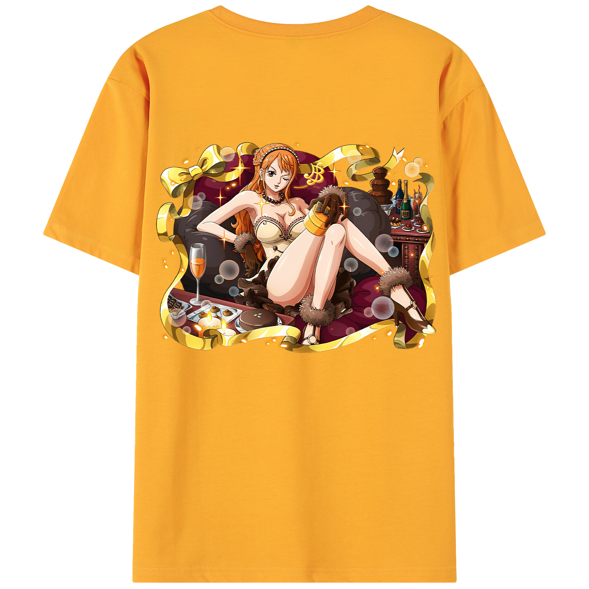 （画像用） ワンピース ナミ ONE PIECE Nami 綿100％ メンズ半袖Tシャツ（バックプリント） 通気性