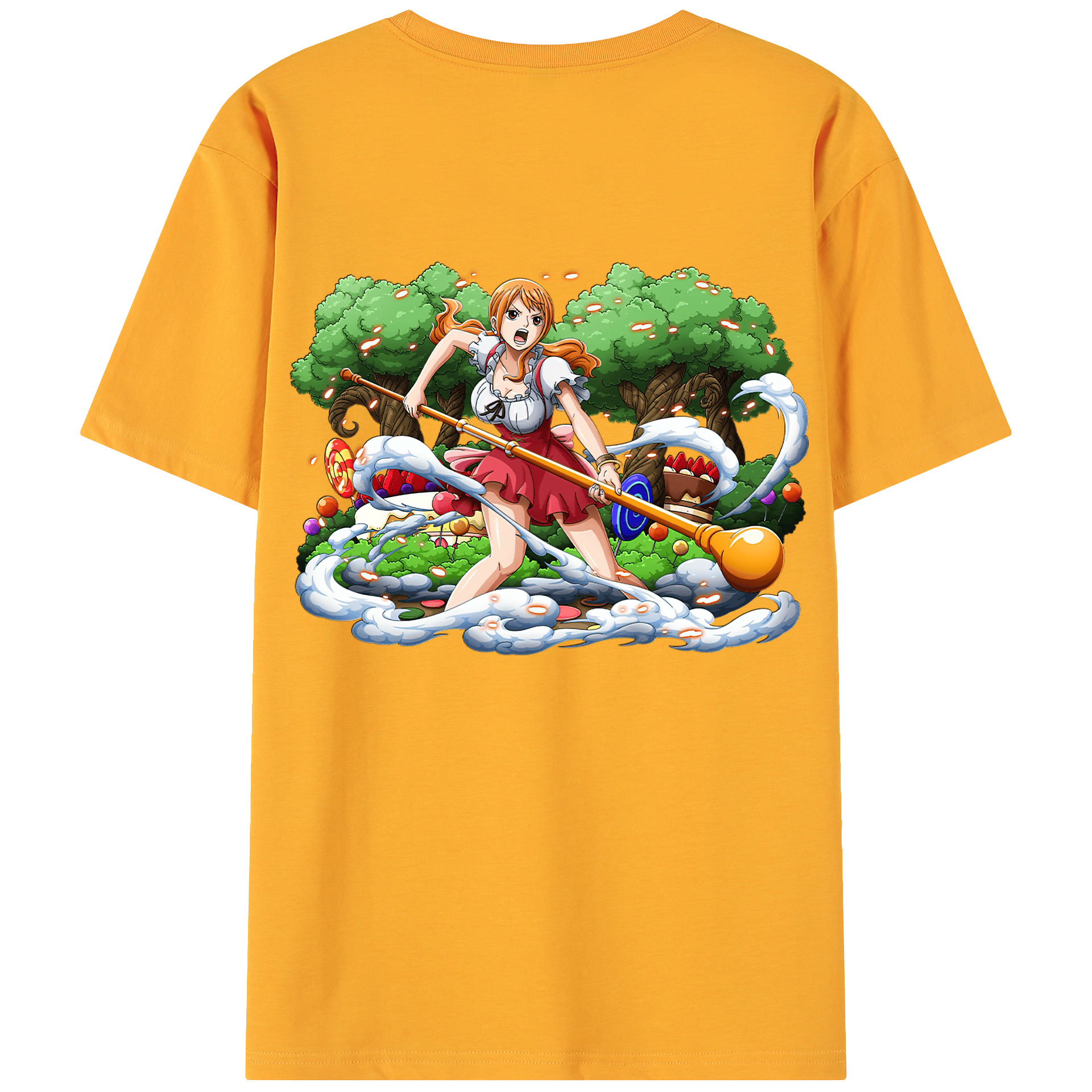 （画像用） ワンピース ナミ ONE PIECE Nami 綿100％ メンズ半袖Tシャツ（バックプリント） 通気性