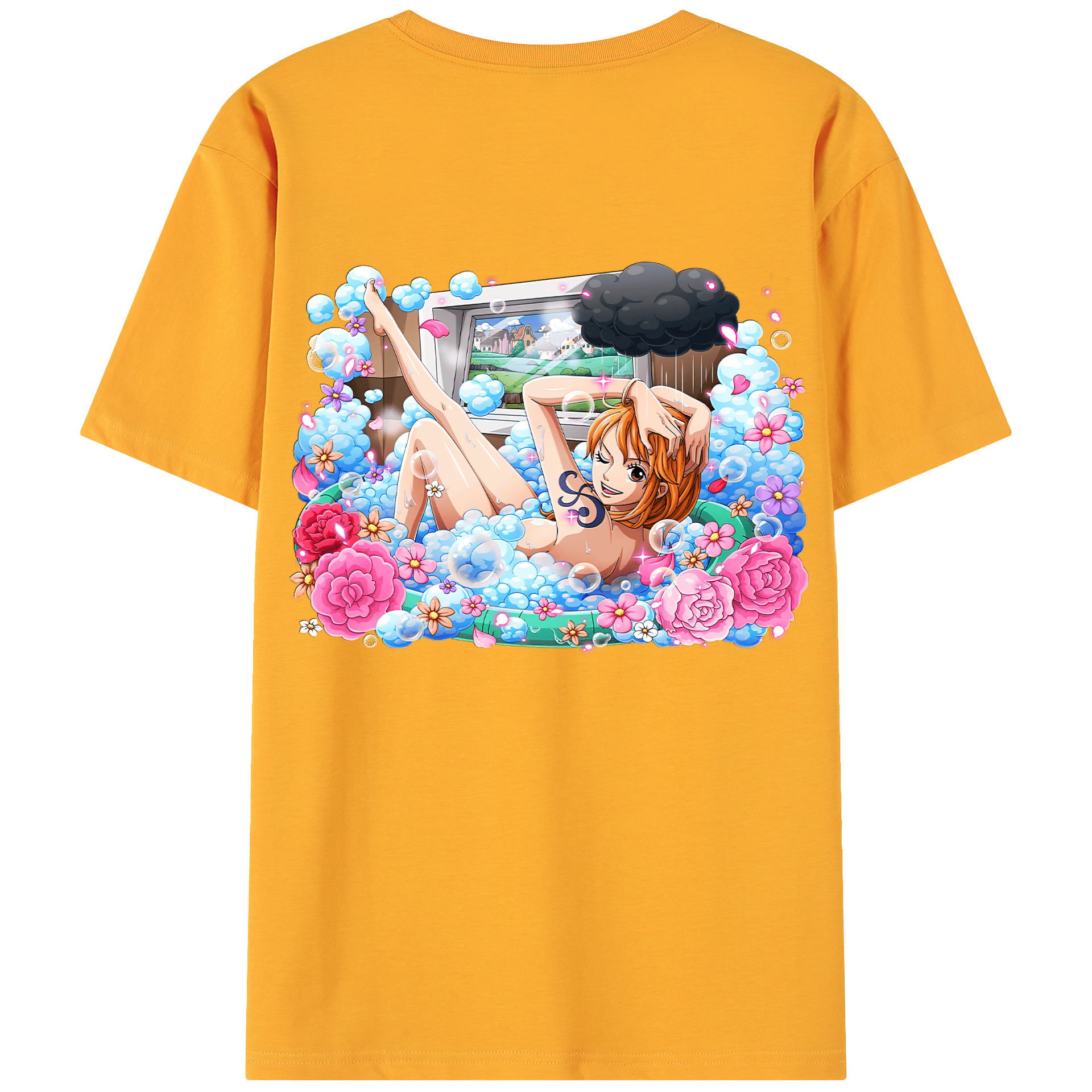 （画像用） ワンピース ナミ ONE PIECE Nami 綿100％ メンズ半袖Tシャツ（バックプリント） 通気性