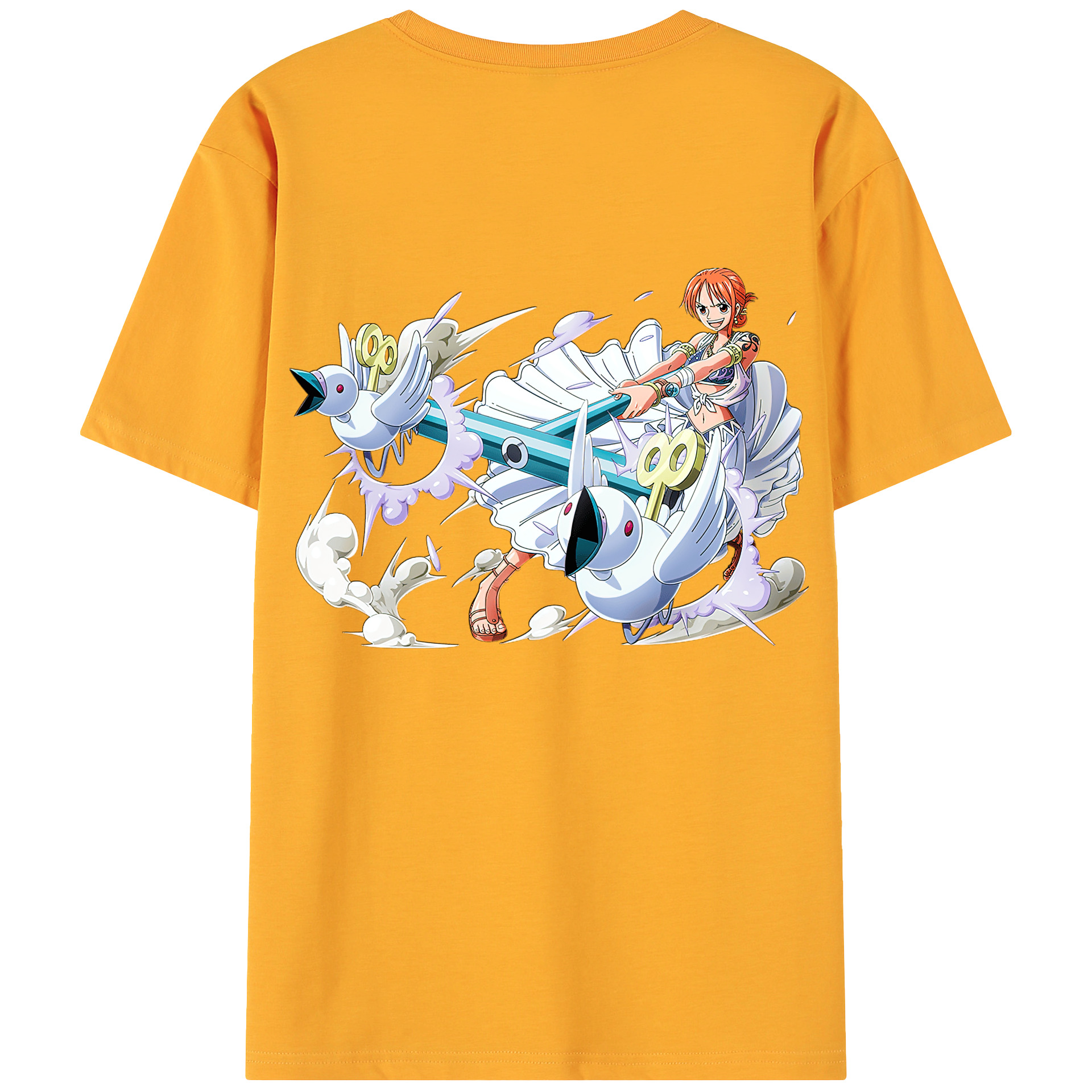 （画像用） ワンピース ナミ ONE PIECE Nami 綿100％ メンズ半袖Tシャツ（バックプリント） 通気性
