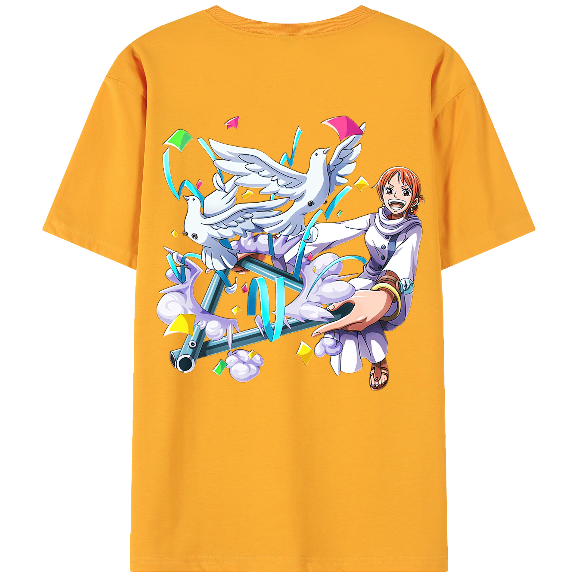 （画像用） ワンピース ナミ ONE PIECE Nami 綿100％ メンズ半袖Tシャツ（バックプリント） 通気性