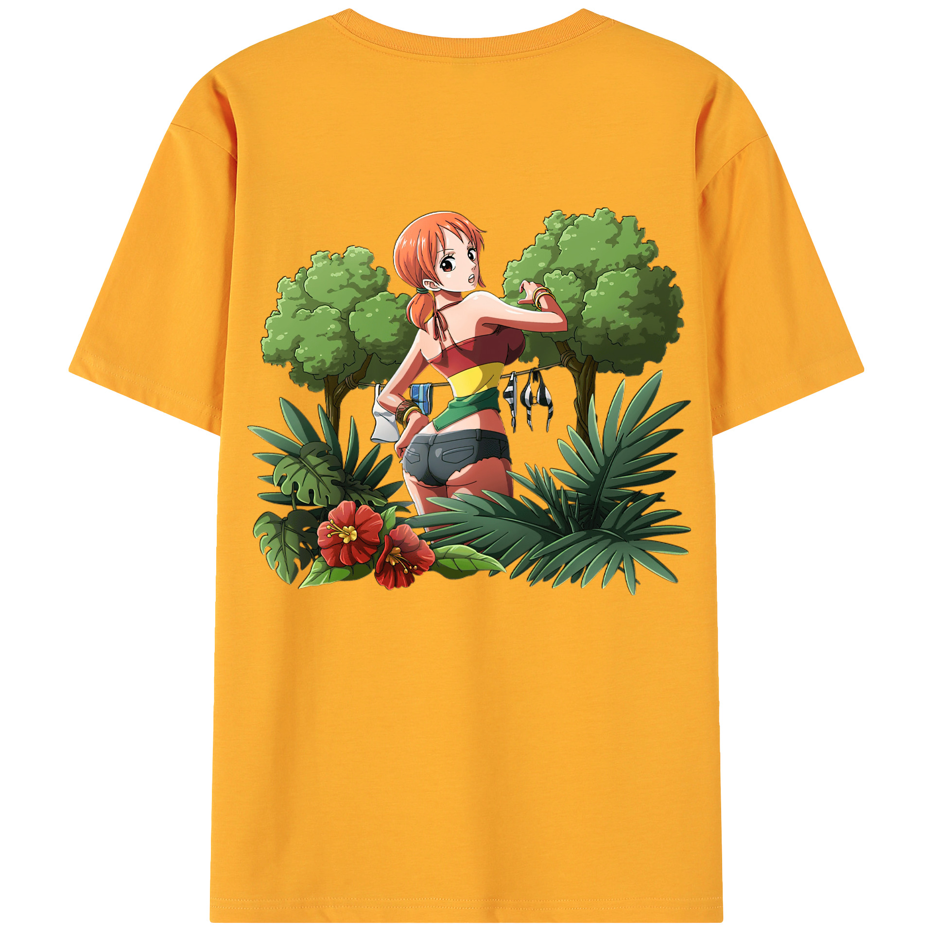 （画像用） ワンピース ナミ ONE PIECE Nami 綿100％ メンズ半袖Tシャツ（バックプリント） 通気性