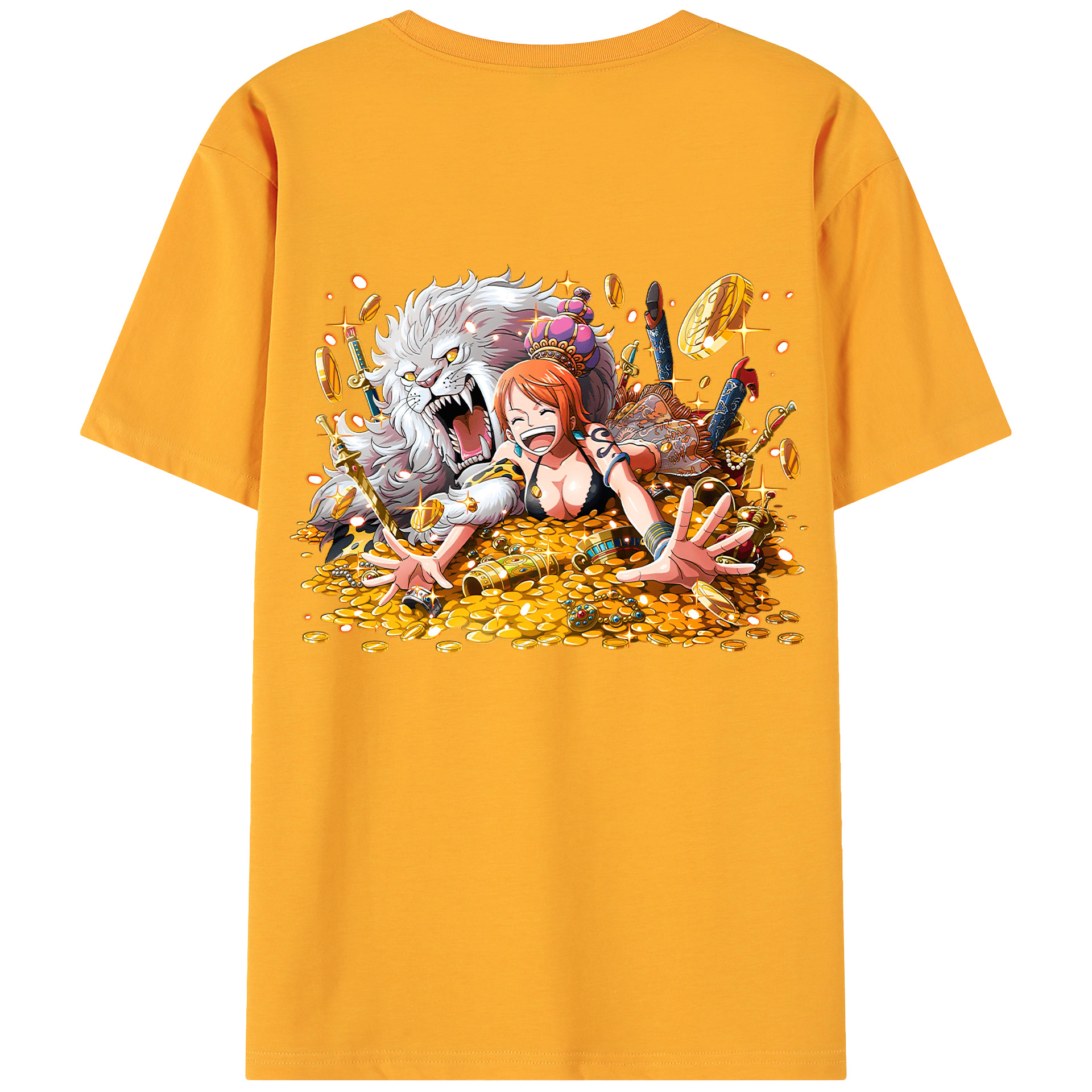 （画像用） ワンピース ナミ ONE PIECE Nami 綿100％ メンズ半袖Tシャツ（バックプリント） 通気性