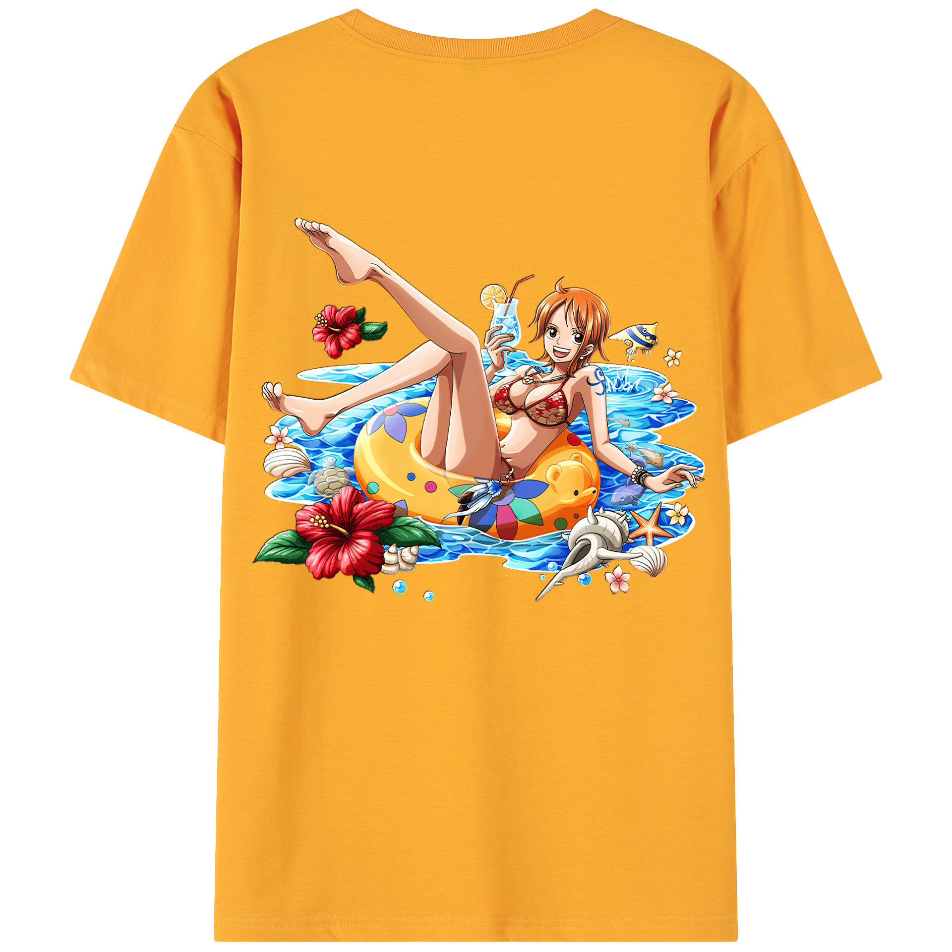 （画像用） ワンピース ナミ ONE PIECE Nami 綿100％ メンズ半袖Tシャツ（バックプリント） 通気性