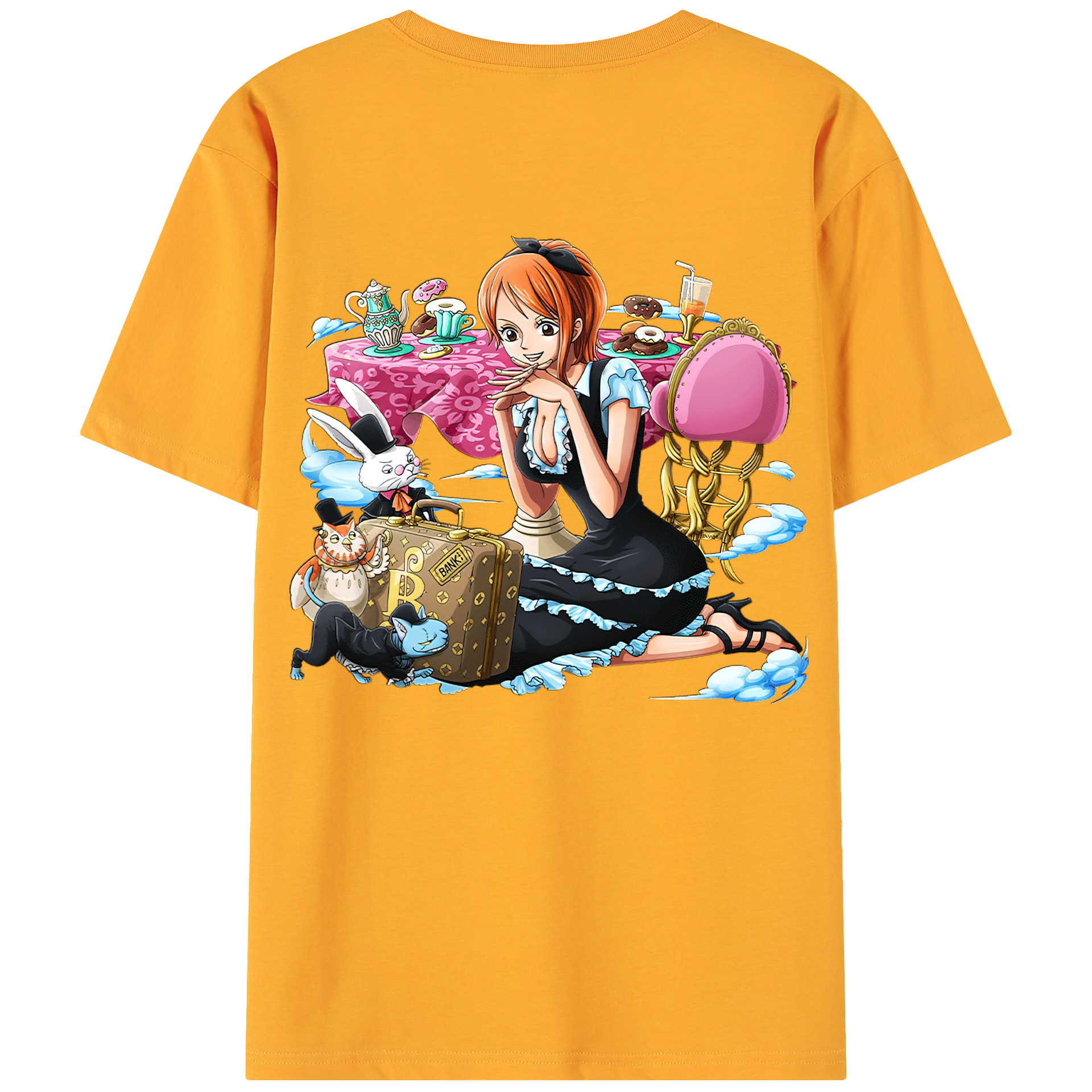 （画像用） ワンピース ナミ ONE PIECE Nami 綿100％ メンズ半袖Tシャツ（バックプリント） 通気性