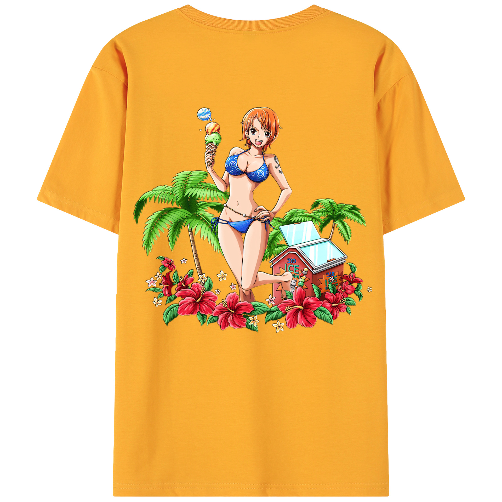 （画像用） ワンピース ナミ ONE PIECE Nami 綿100％ メンズ半袖Tシャツ（バックプリント） 通気性