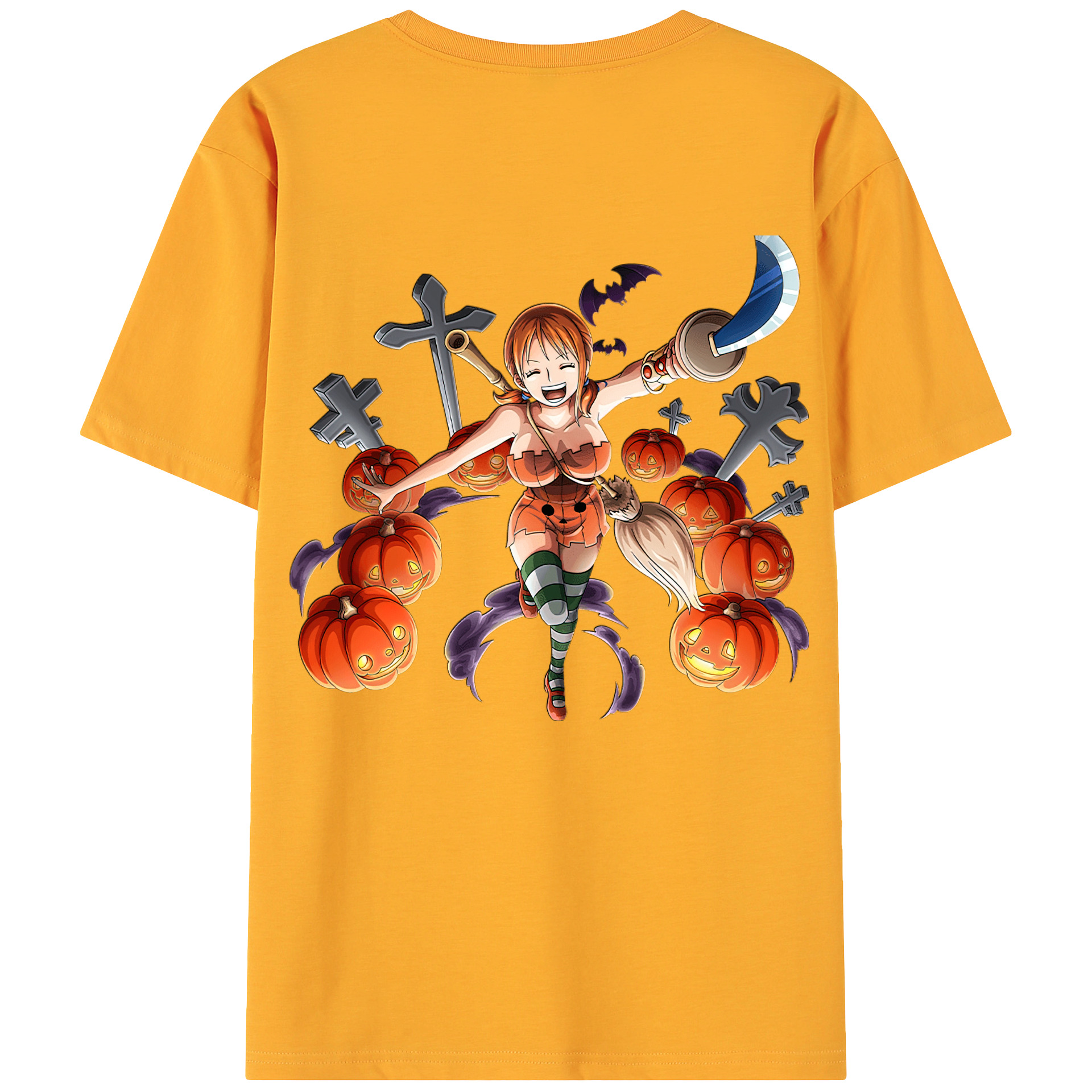 （画像用） ワンピース ナミ ONE PIECE Nami 綿100％ メンズ半袖Tシャツ（バックプリント） 通気性