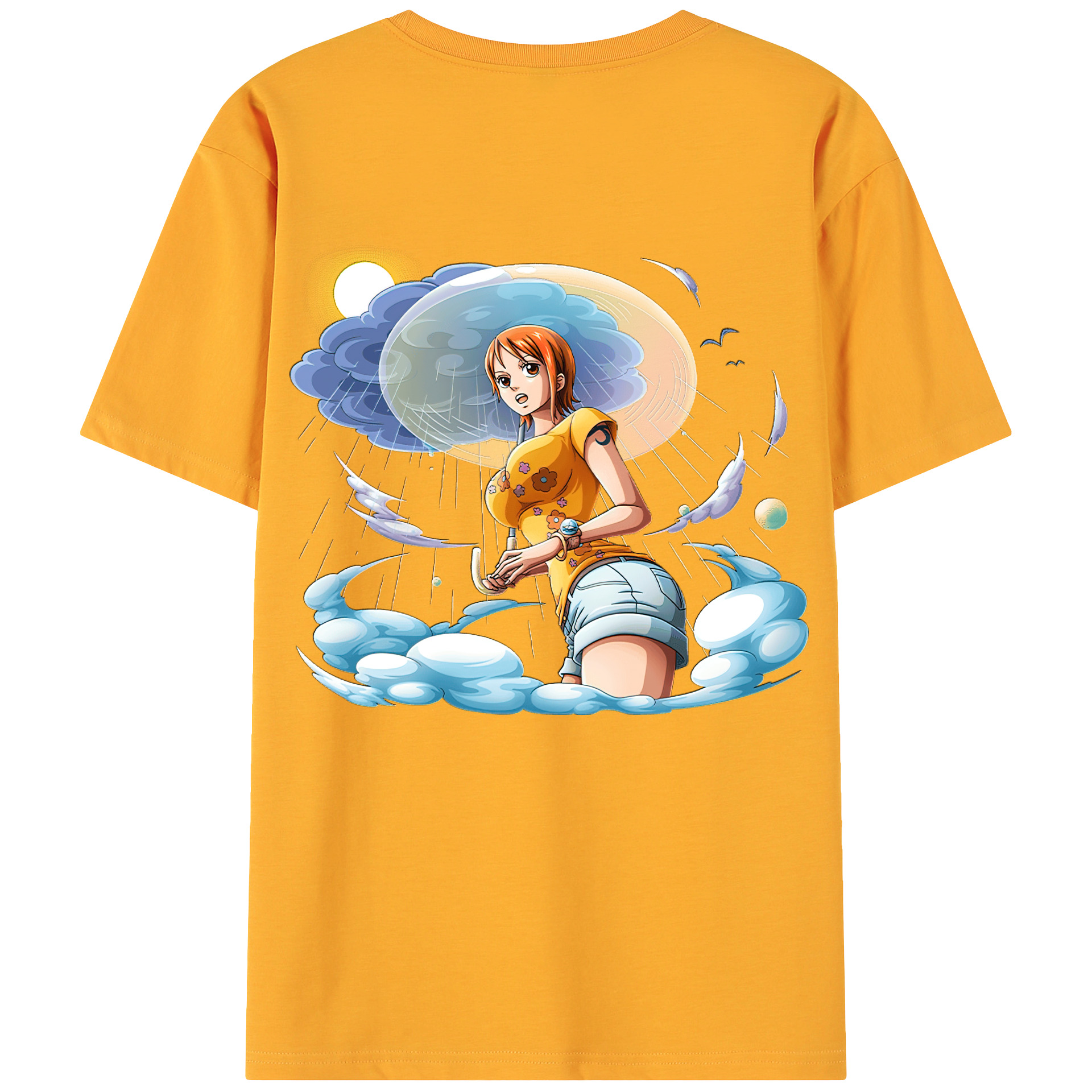 （画像用） ワンピース ナミ ONE PIECE Nami 綿100％ メンズ半袖Tシャツ（バックプリント） 通気性