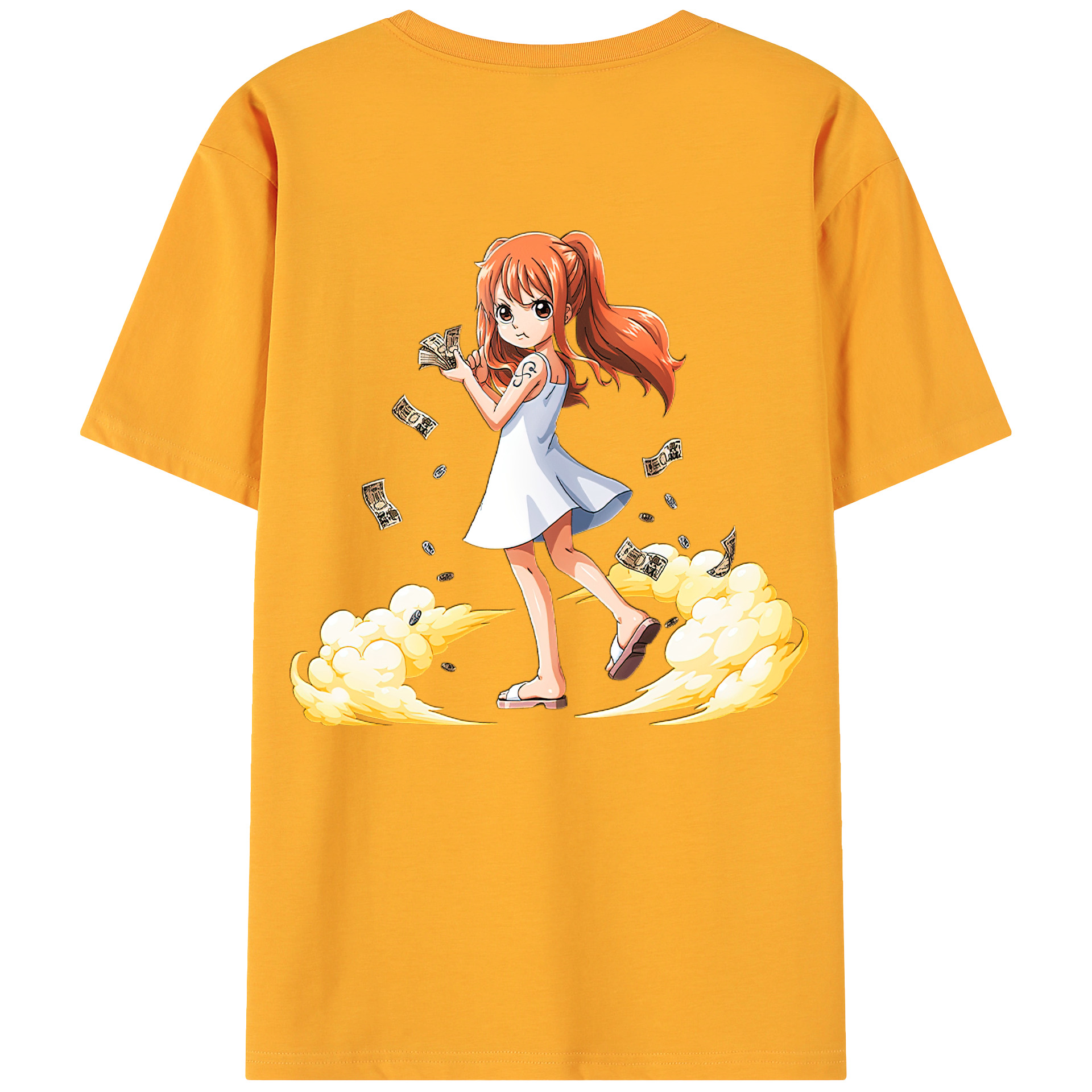 （画像用） ワンピース ナミ ONE PIECE Nami 綿100％ メンズ半袖Tシャツ（バックプリント） 通気性