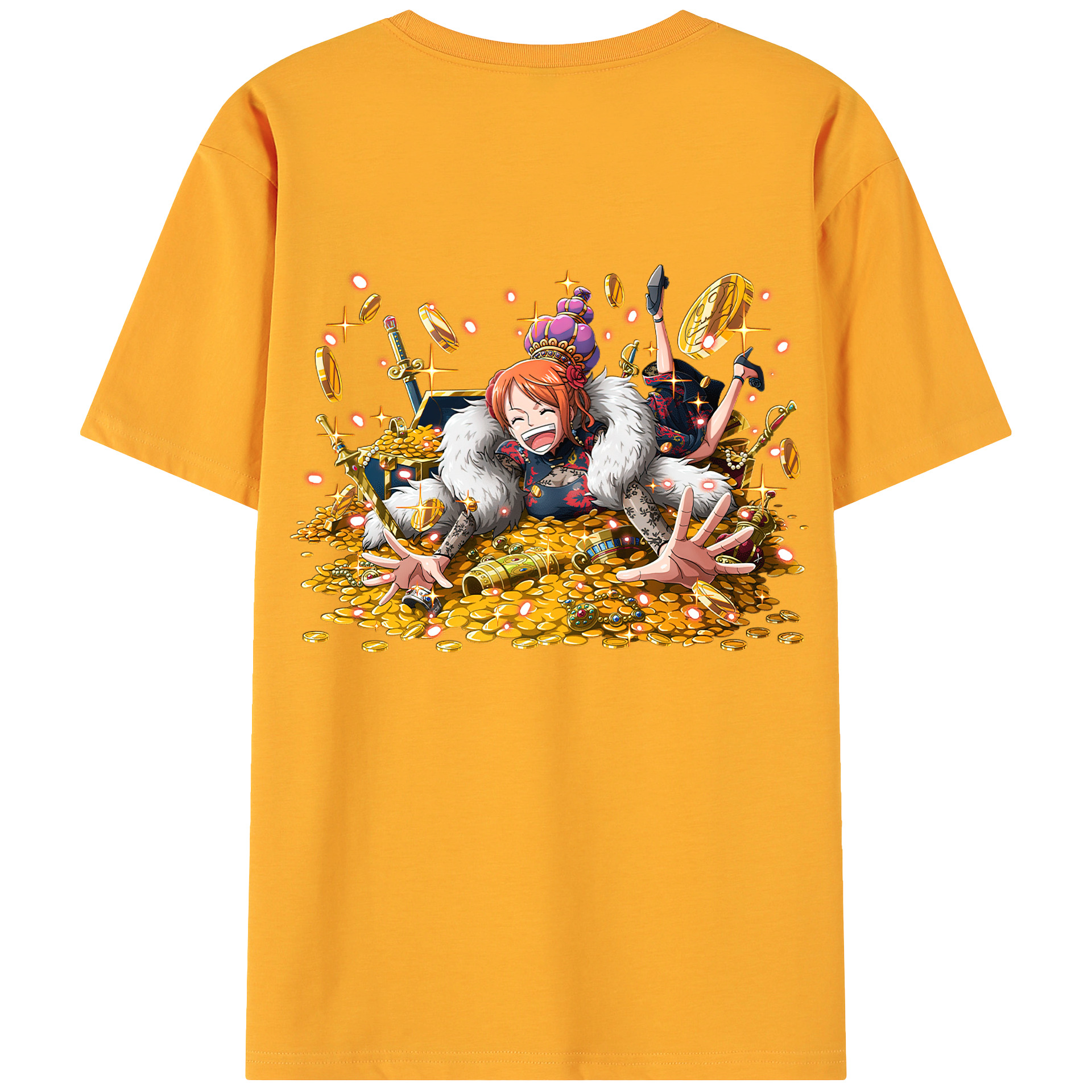 （画像用） ワンピース ナミ ONE PIECE Nami 綿100％ メンズ半袖Tシャツ（バックプリント） 通気性