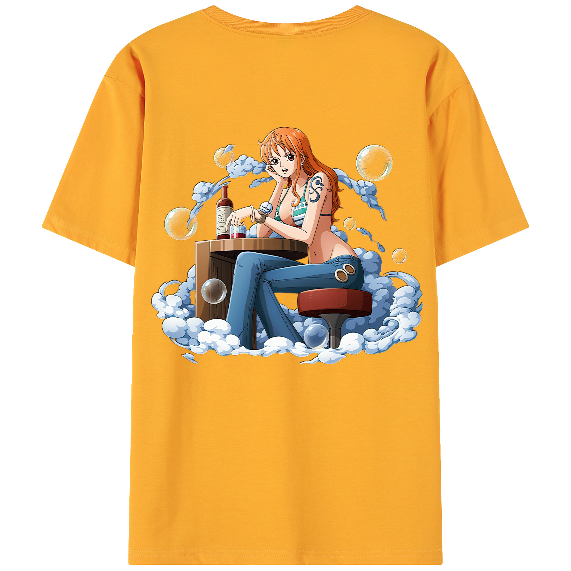（画像用） ワンピース ナミ ONE PIECE Nami 綿100％ メンズ半袖Tシャツ（バックプリント） 通気性