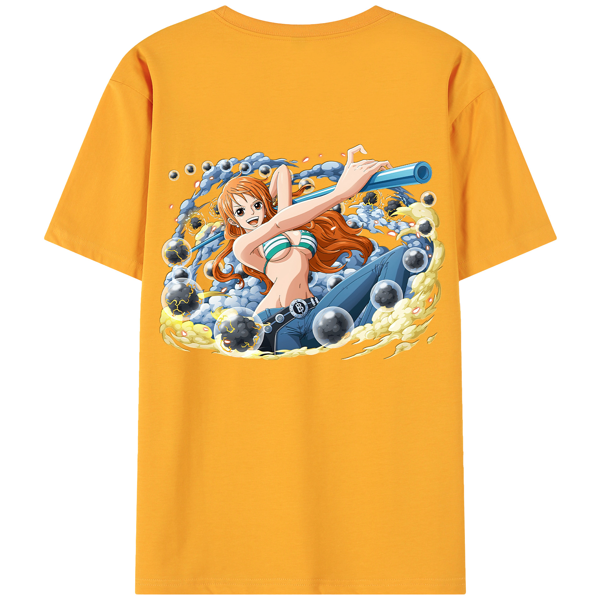 （画像用） ワンピース ナミ ONE PIECE Nami 綿100％ メンズ半袖Tシャツ（バックプリント） 通気性