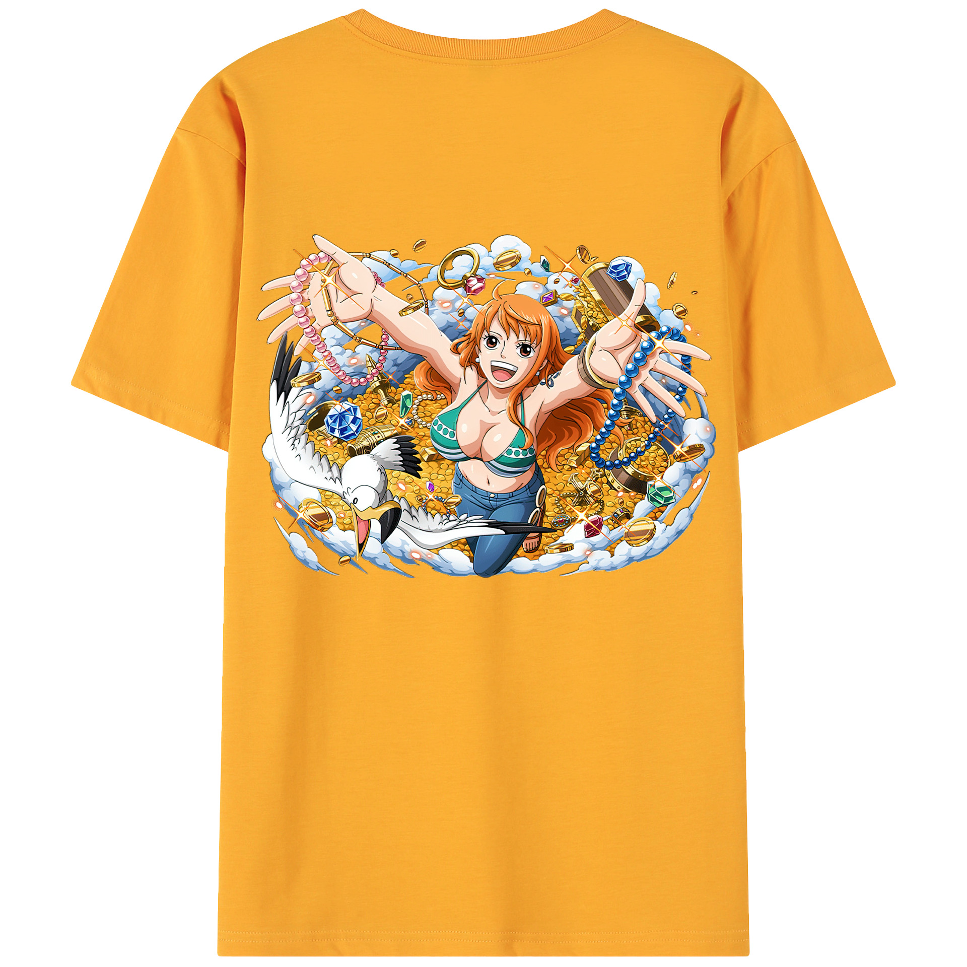 （画像用） ワンピース ナミ ONE PIECE Nami 綿100％ メンズ半袖Tシャツ（バックプリント） 通気性