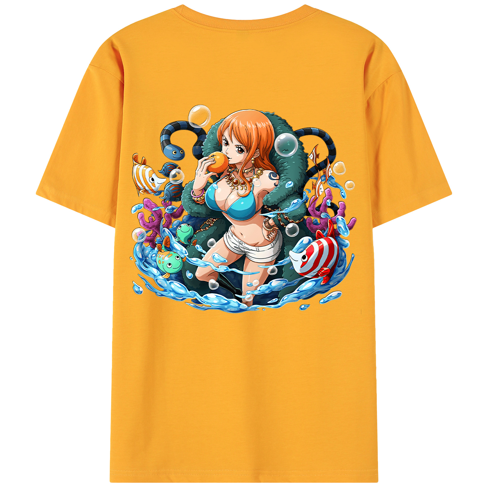 （画像用） ワンピース ナミ ONE PIECE Nami 綿100％ メンズ半袖Tシャツ（バックプリント） 通気性