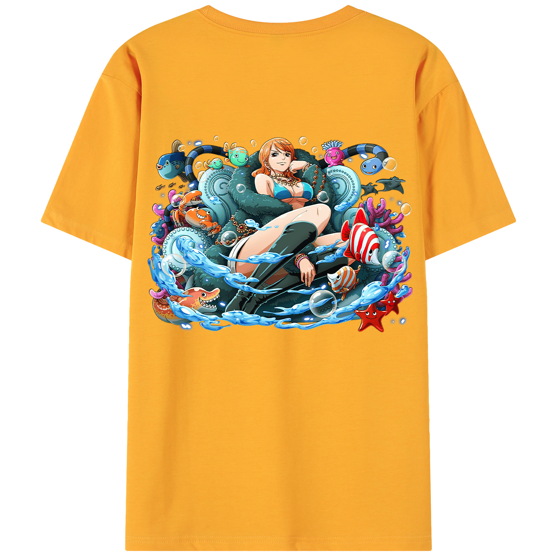 （画像用） ワンピース ナミ ONE PIECE Nami 綿100％ メンズ半袖Tシャツ（バックプリント） 通気性