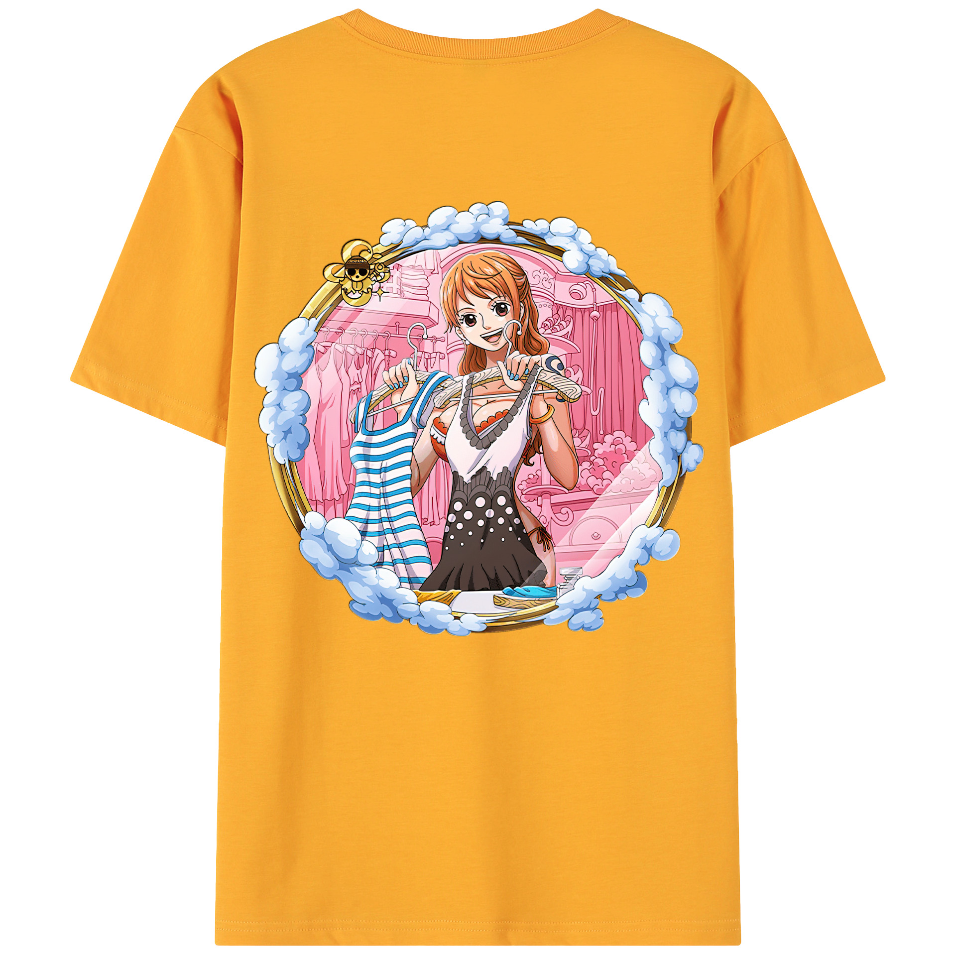 （画像用） ワンピース ナミ ONE PIECE Nami 綿100％ メンズ半袖Tシャツ（バックプリント） 通気性