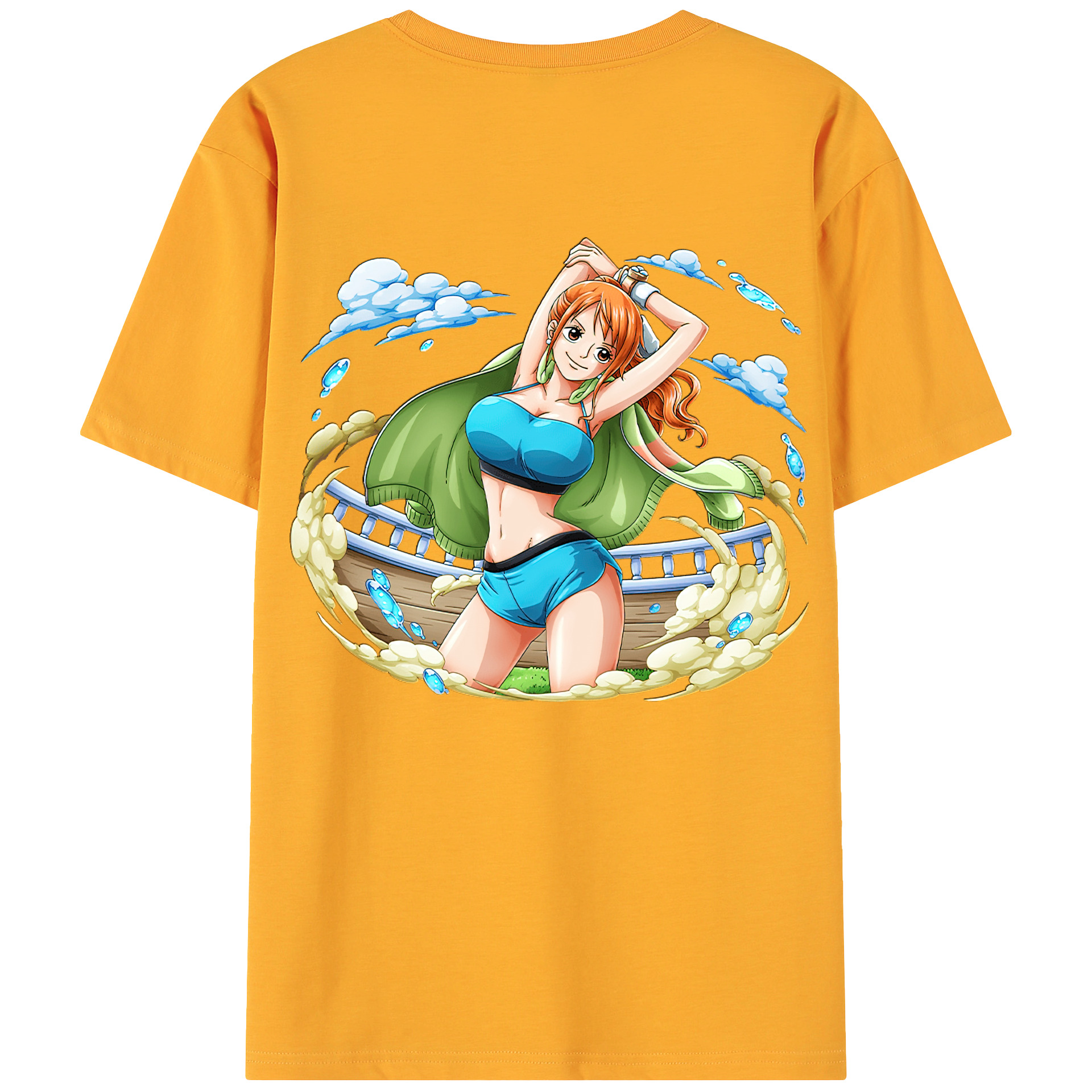 （画像用） ワンピース ナミ ONE PIECE Nami 綿100％ メンズ半袖Tシャツ（バックプリント） 通気性