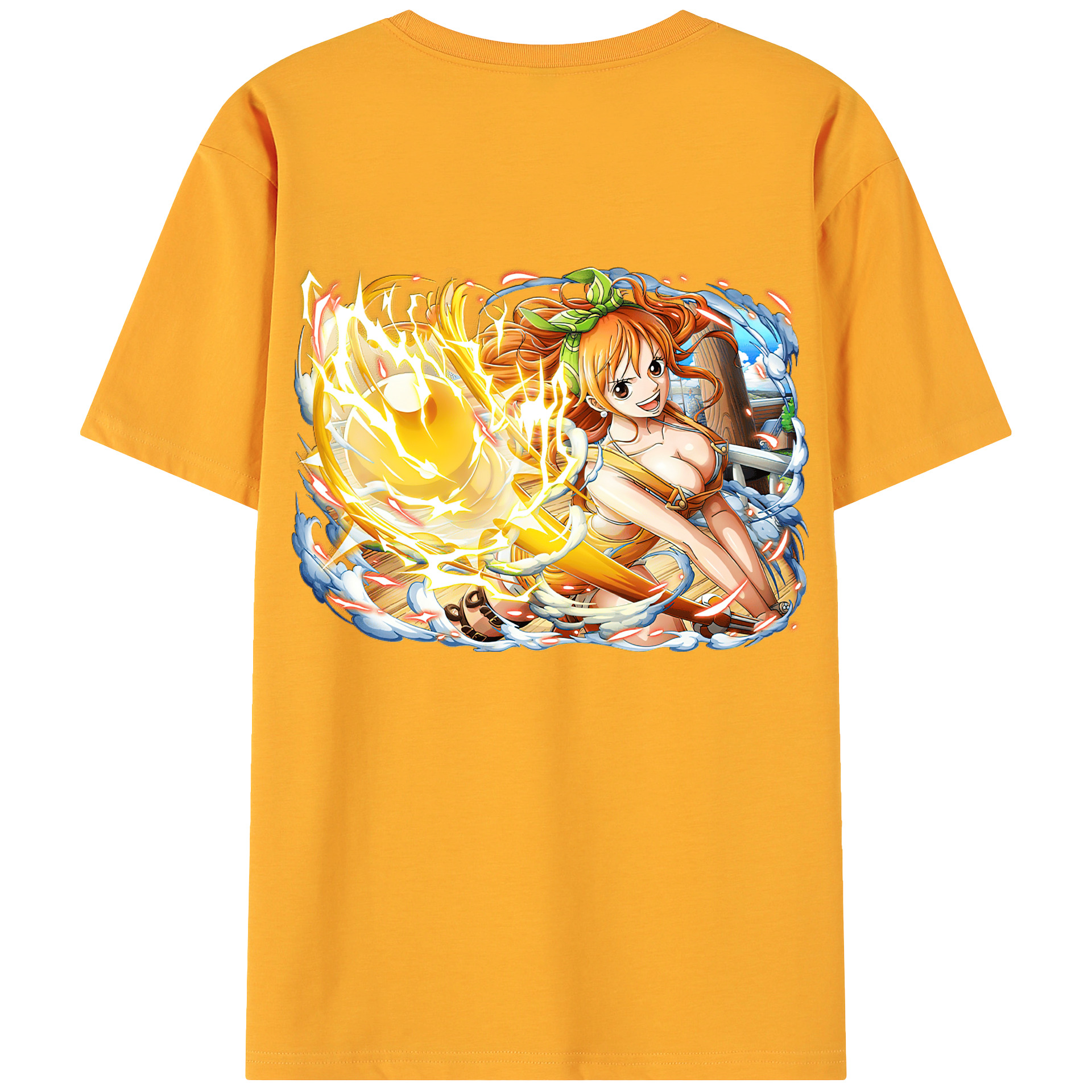 （画像用） ワンピース ナミ ONE PIECE Nami 綿100％ メンズ半袖Tシャツ（バックプリント） 通気性